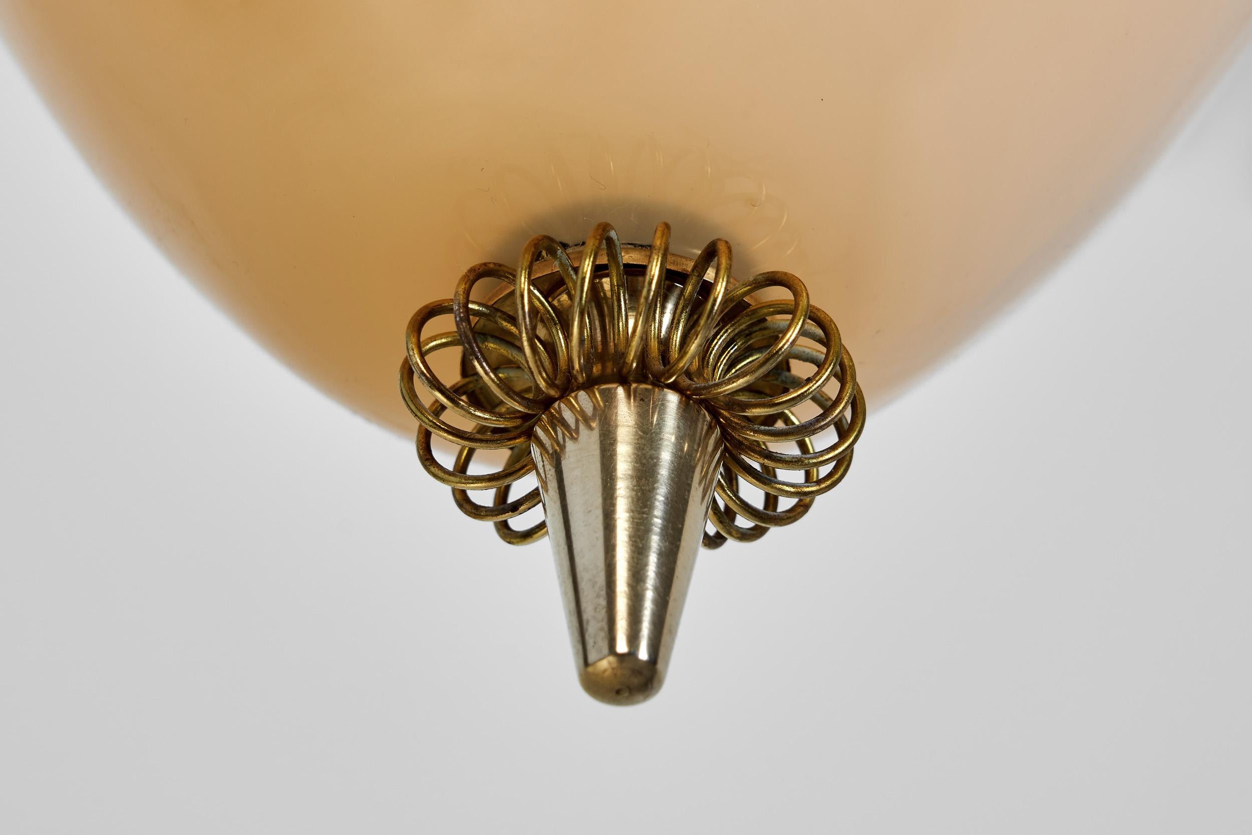 Brass and Amber Tinted Glass Hanging Lamp by Idman, Finland Mid 20th century For Sale 9
