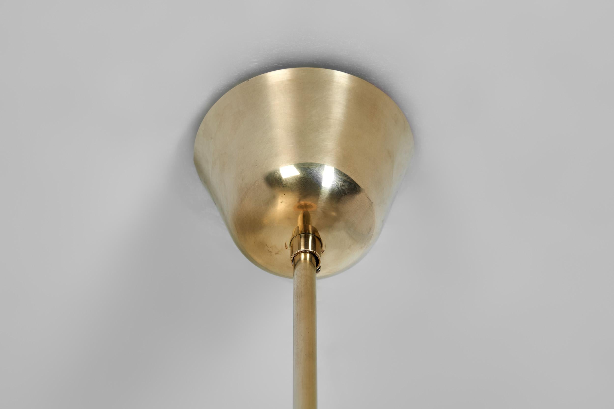 Brass and Amber Tinted Glass Hanging Lamp by Idman, Finland Mid 20th century For Sale 2