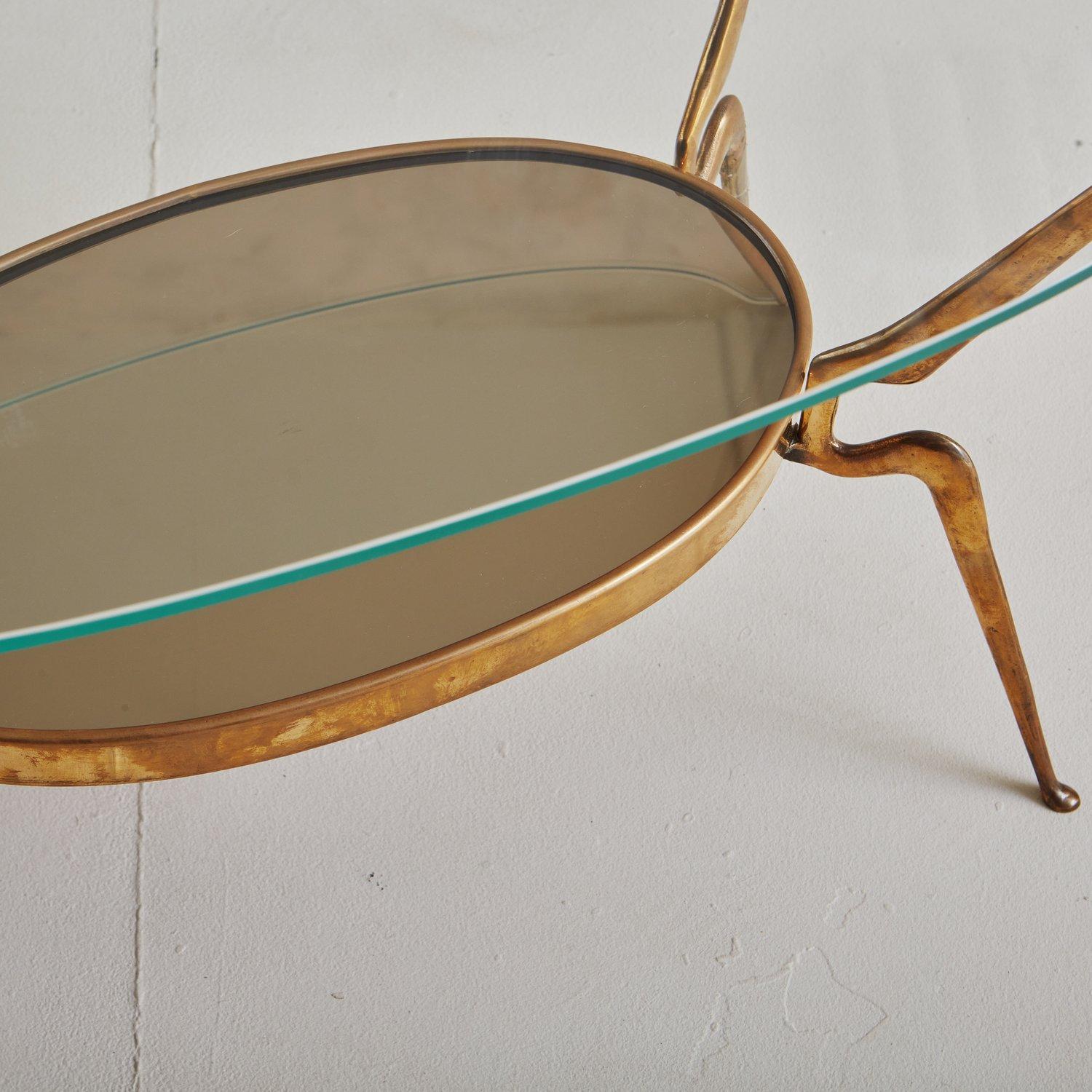 Late 20th Century Brass and Back Painted Glass Coffee Table, Italy 1970s