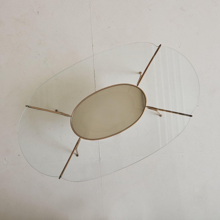 Brass and Back Painted Glass Coffee Table, Italy 1970s at 1stDibs
