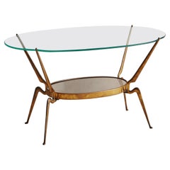Brass and Back Painted Glass Coffee Table, Italy 1970s