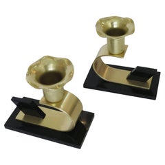 Brass and Bakelite Candleholder by Chase Brass, a Pair