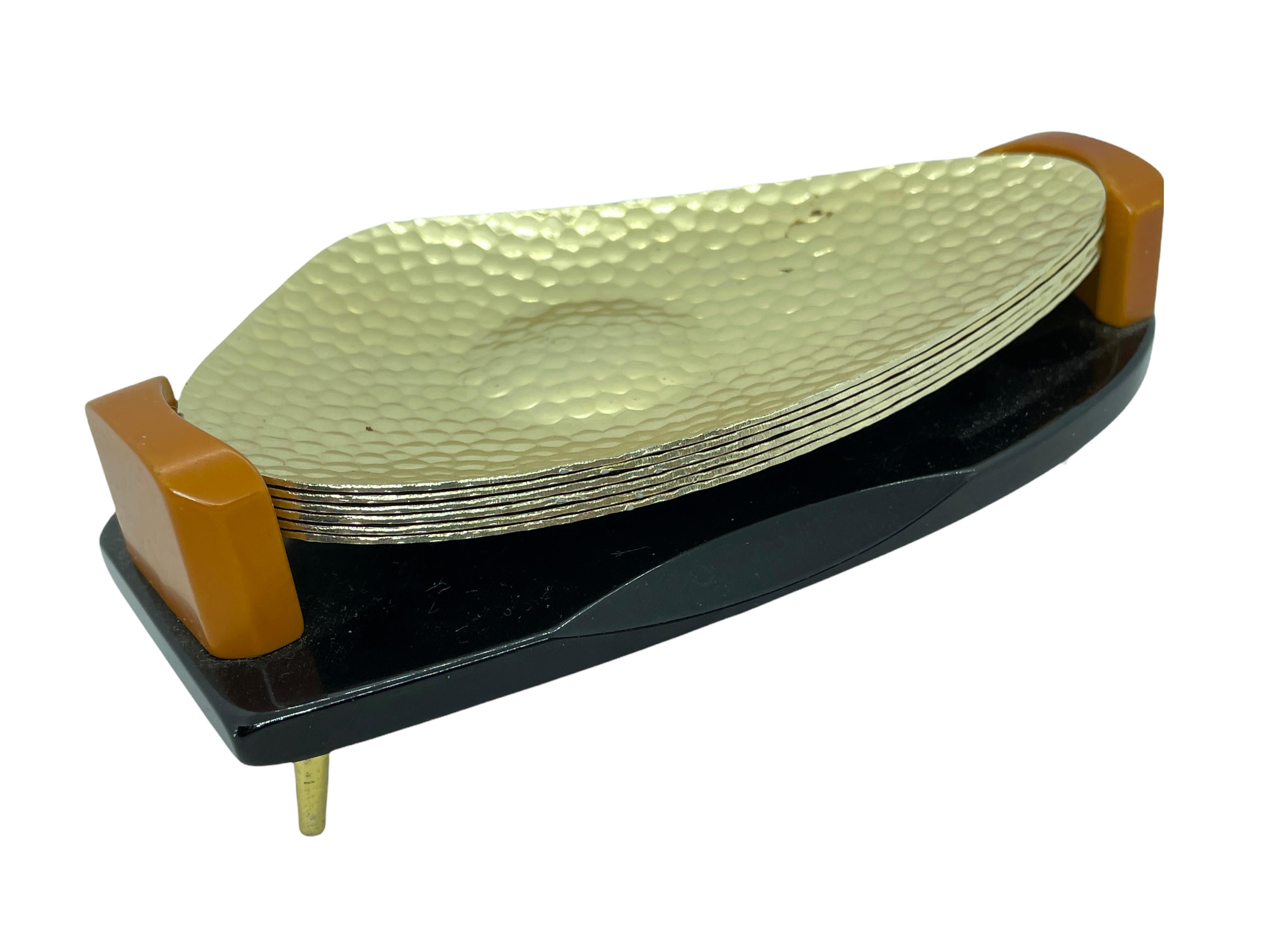 Brass and Bakelite Finger Food Nut Bowl Stand Mid-Century Modern 1950s Barware For Sale 1