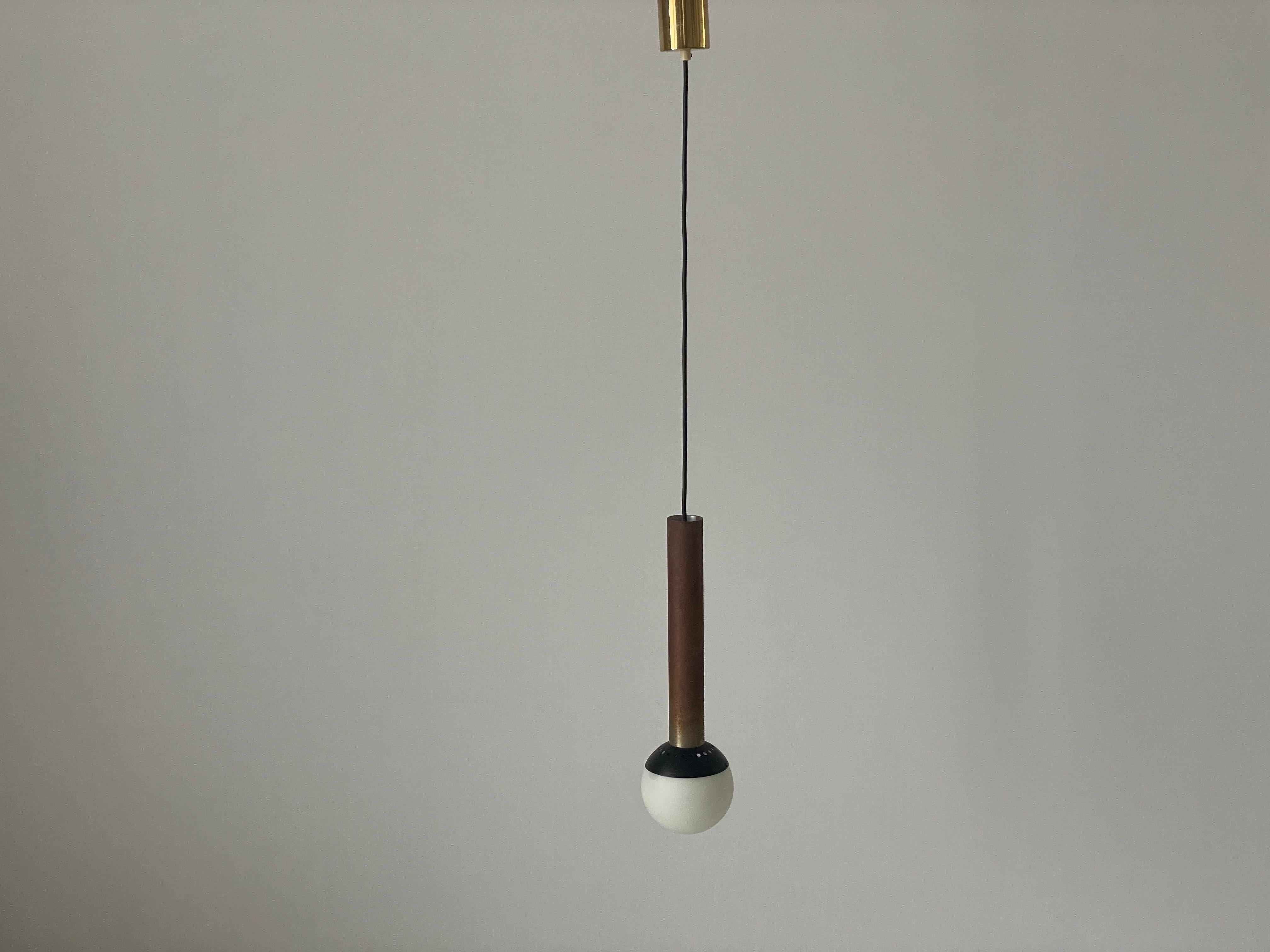 Lámpara de techo de latón y cristal Ball and Ball, atribuida a Stilnovo, años 60, Italia en venta 1