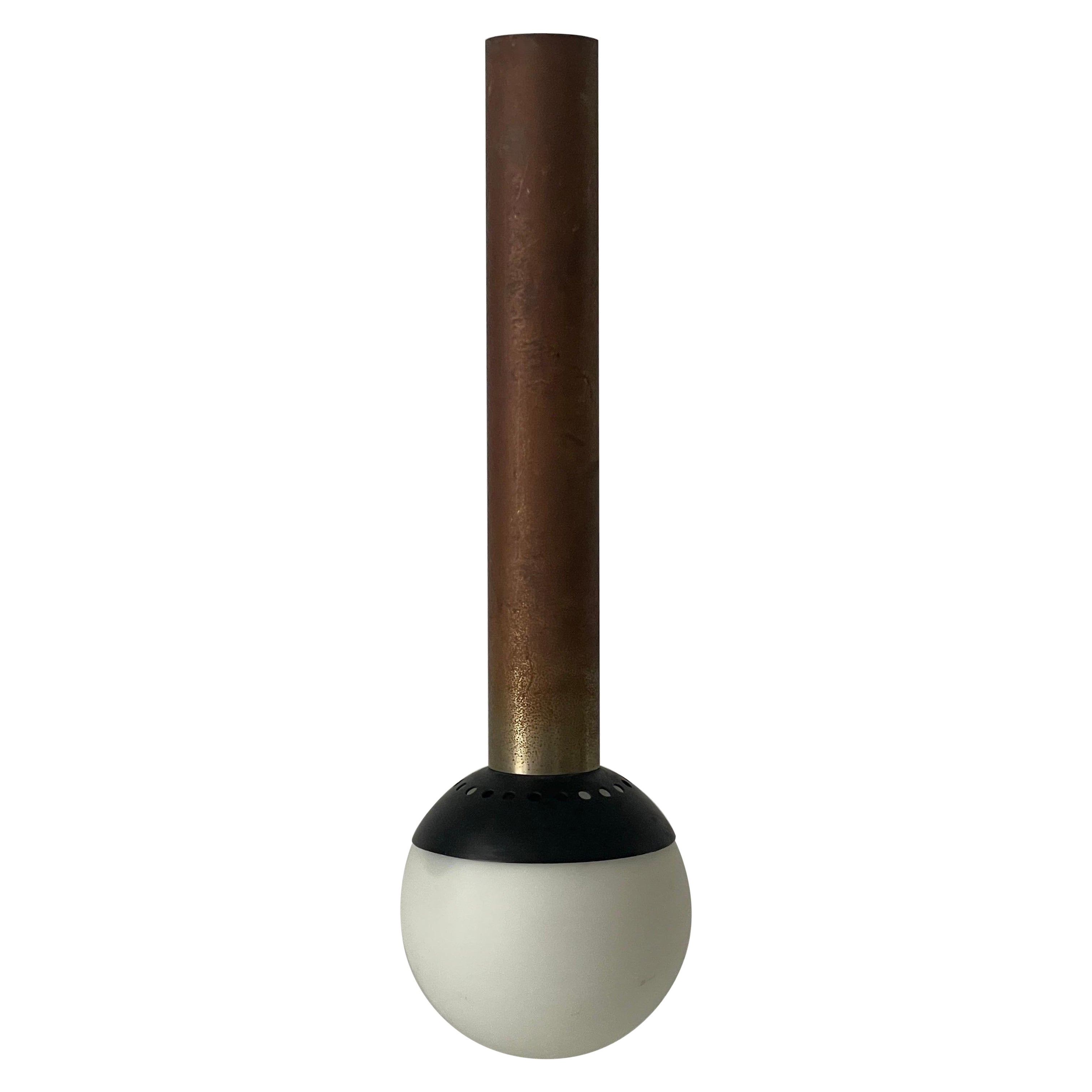Lampada da soffitto in ottone e vetro Ball, attribuita a Stilnovo, anni '60, Italia