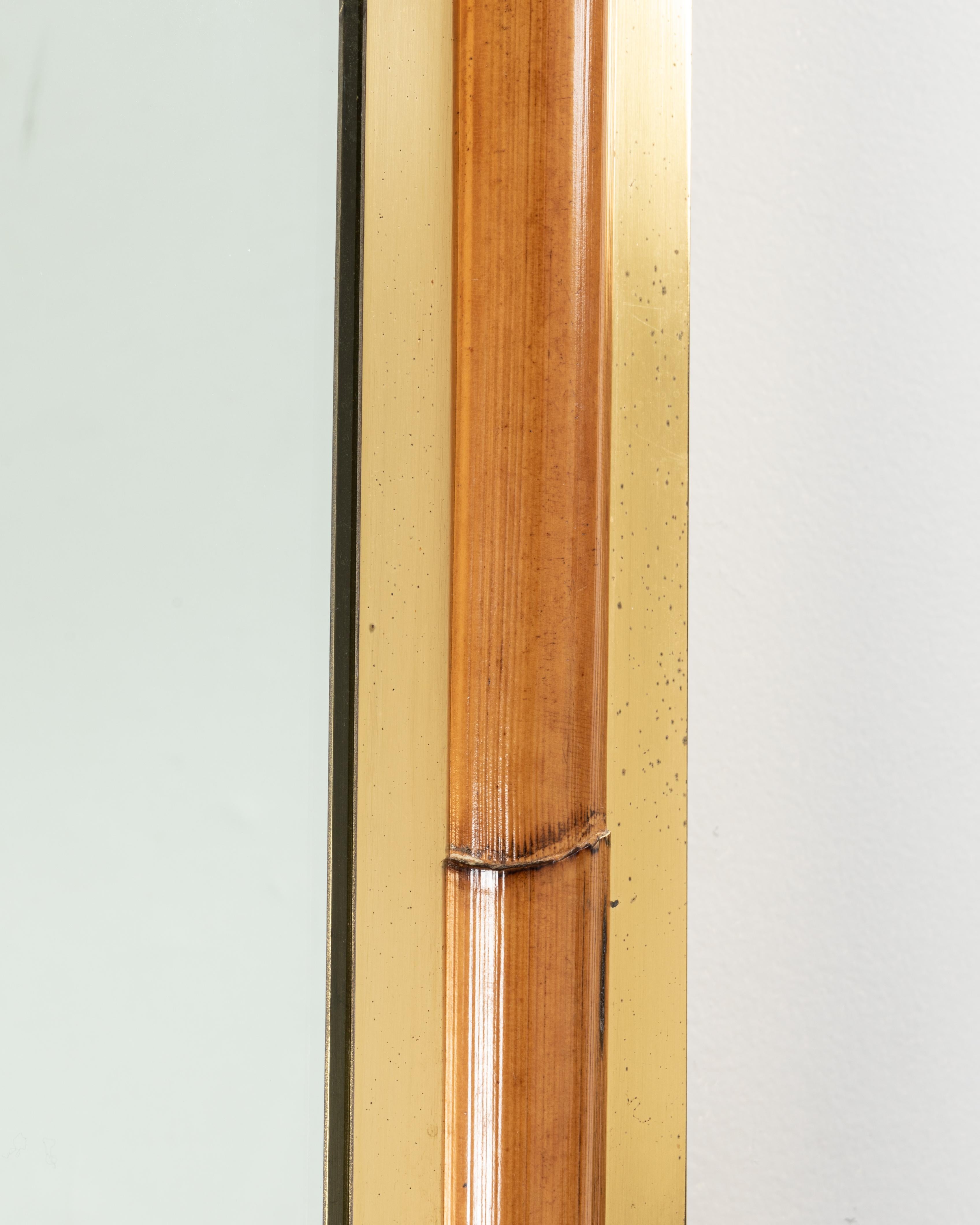 Mid-Century Modern Brass and Bamboo Mirror 