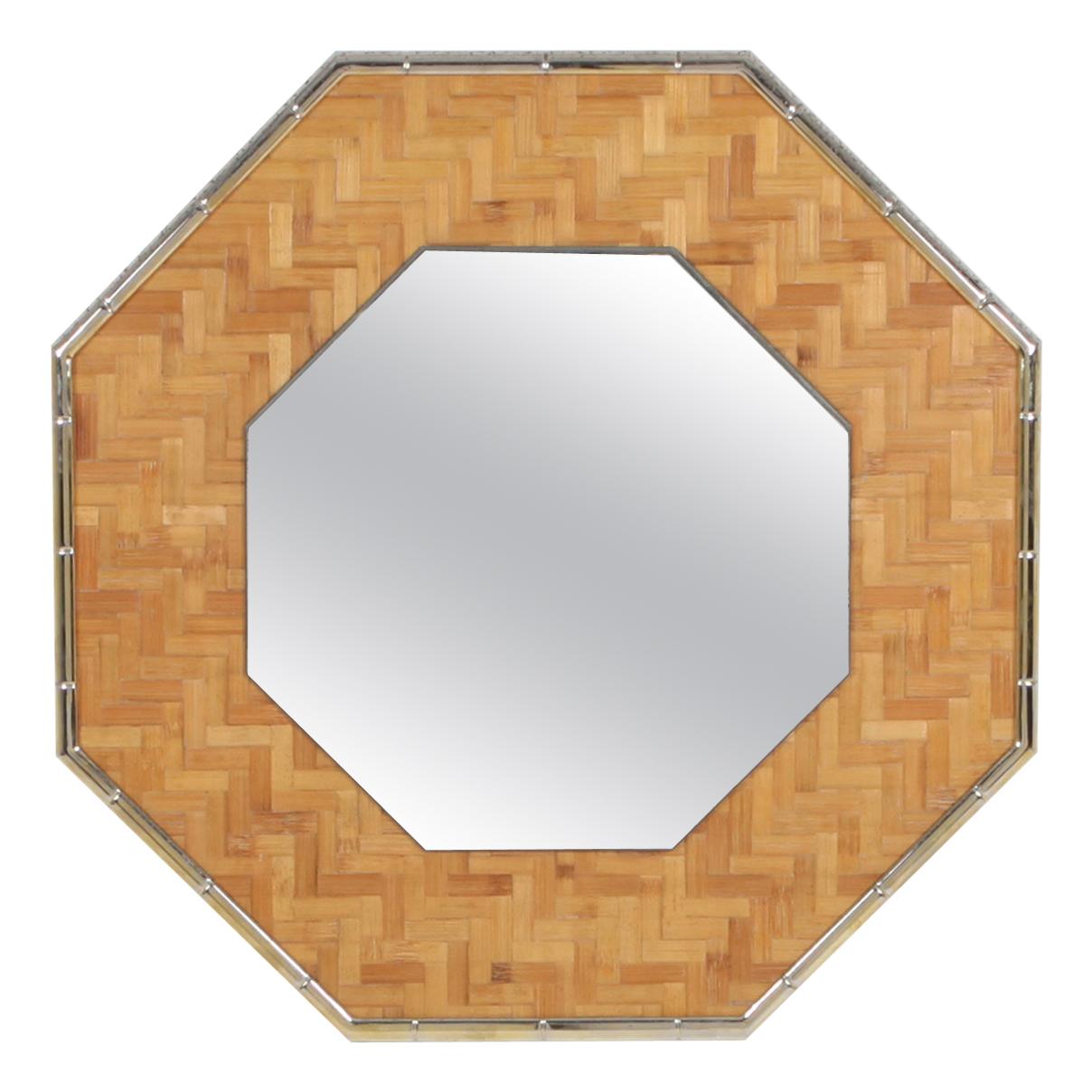 Brass and Bamboo Octagonal Mirror