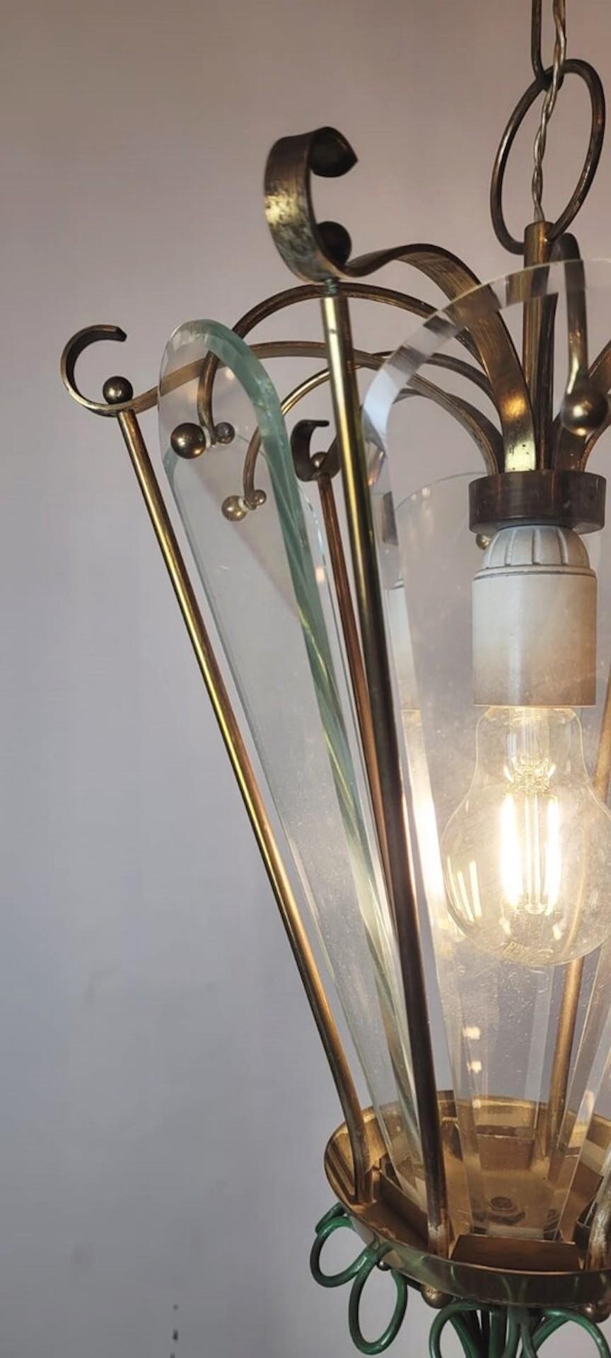 Farol de latón y cristal biselado Biselado en venta