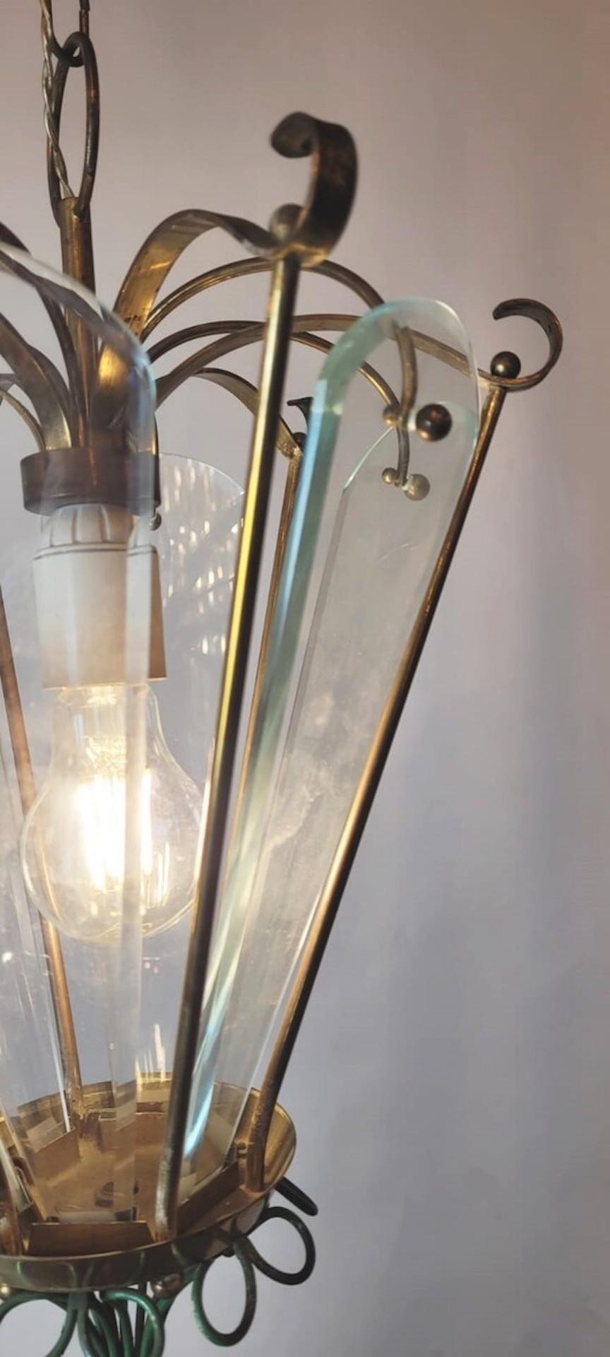 Farol de latón y cristal biselado en Bueno estado para la venta en Brussels, BE