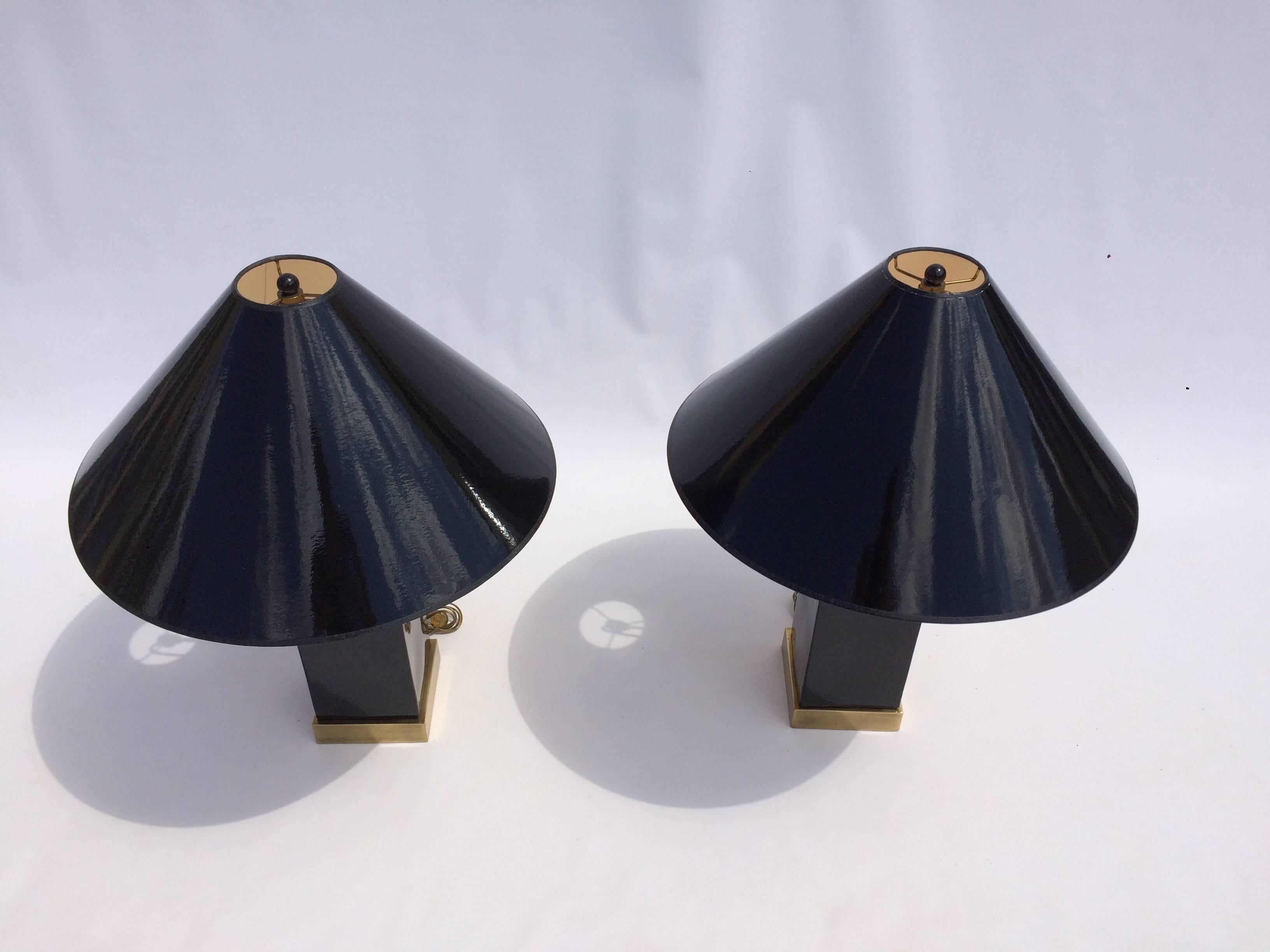 Brass and Black Ceramic Table Lamps 4