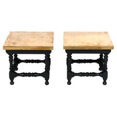 Brass and Black Finished Wood Tables