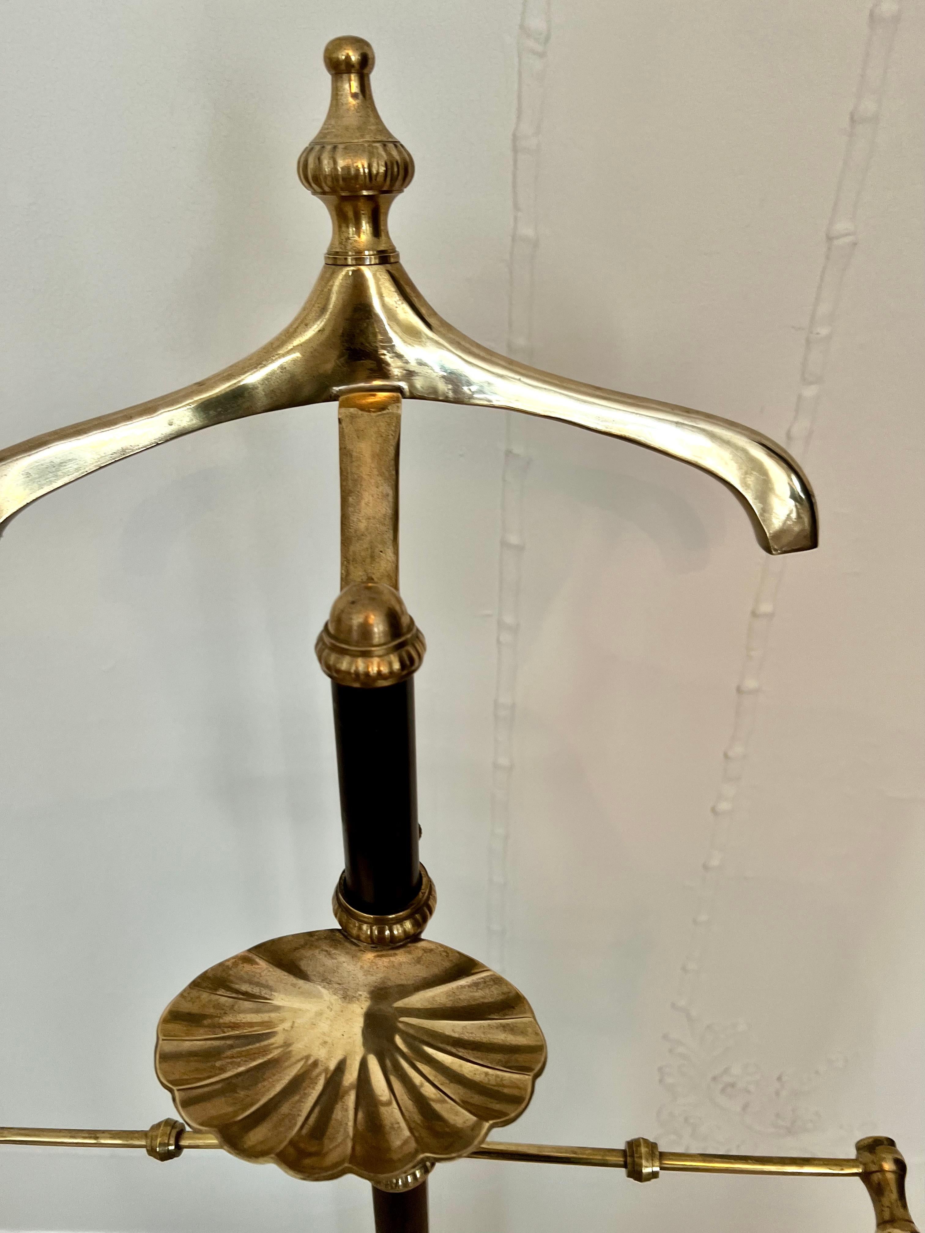 20th Century Brass and Black Iron Valet with Change Coat Jacket and Pants Holder For Sale
