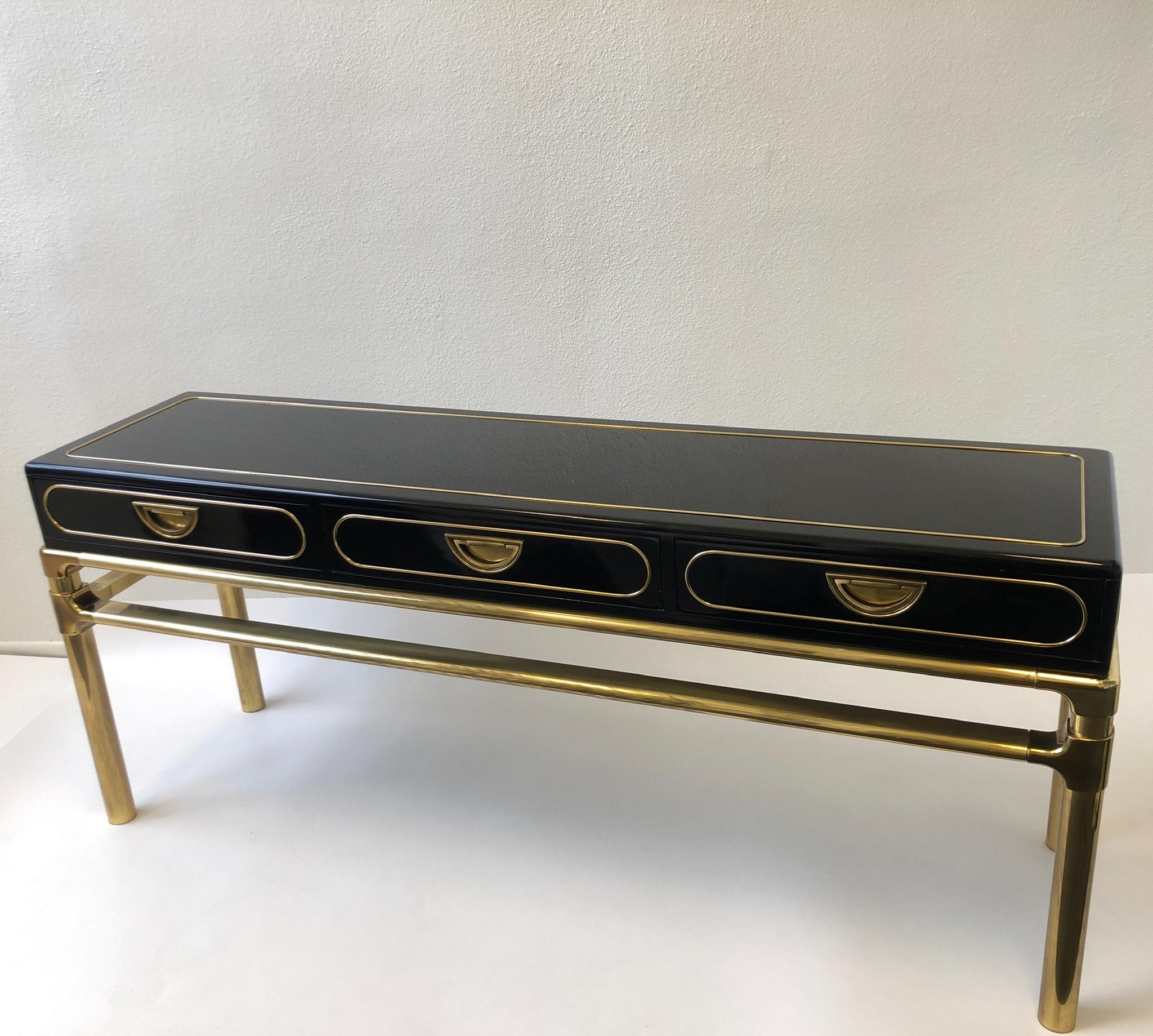 black and brass console table