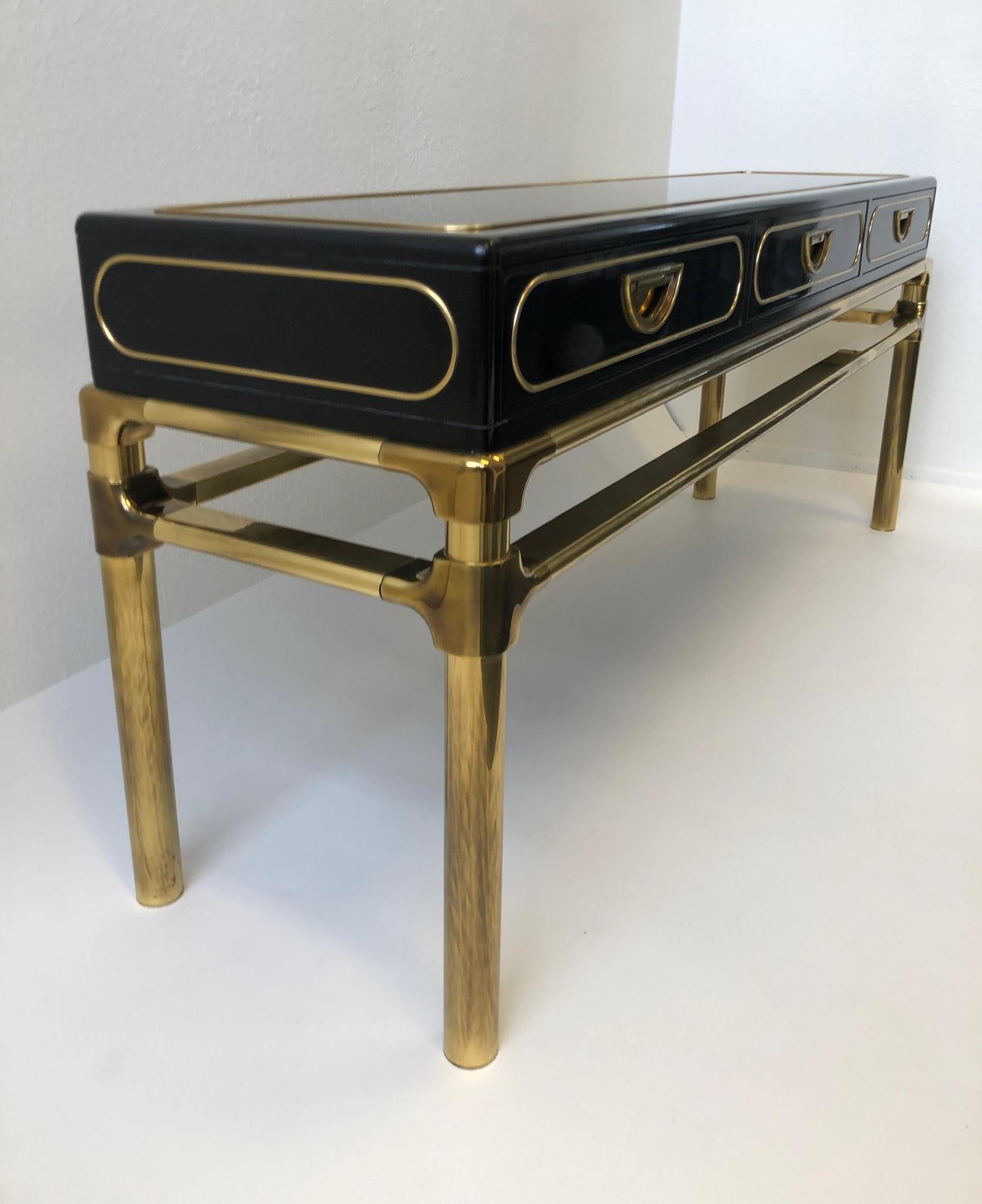 lacquered console table