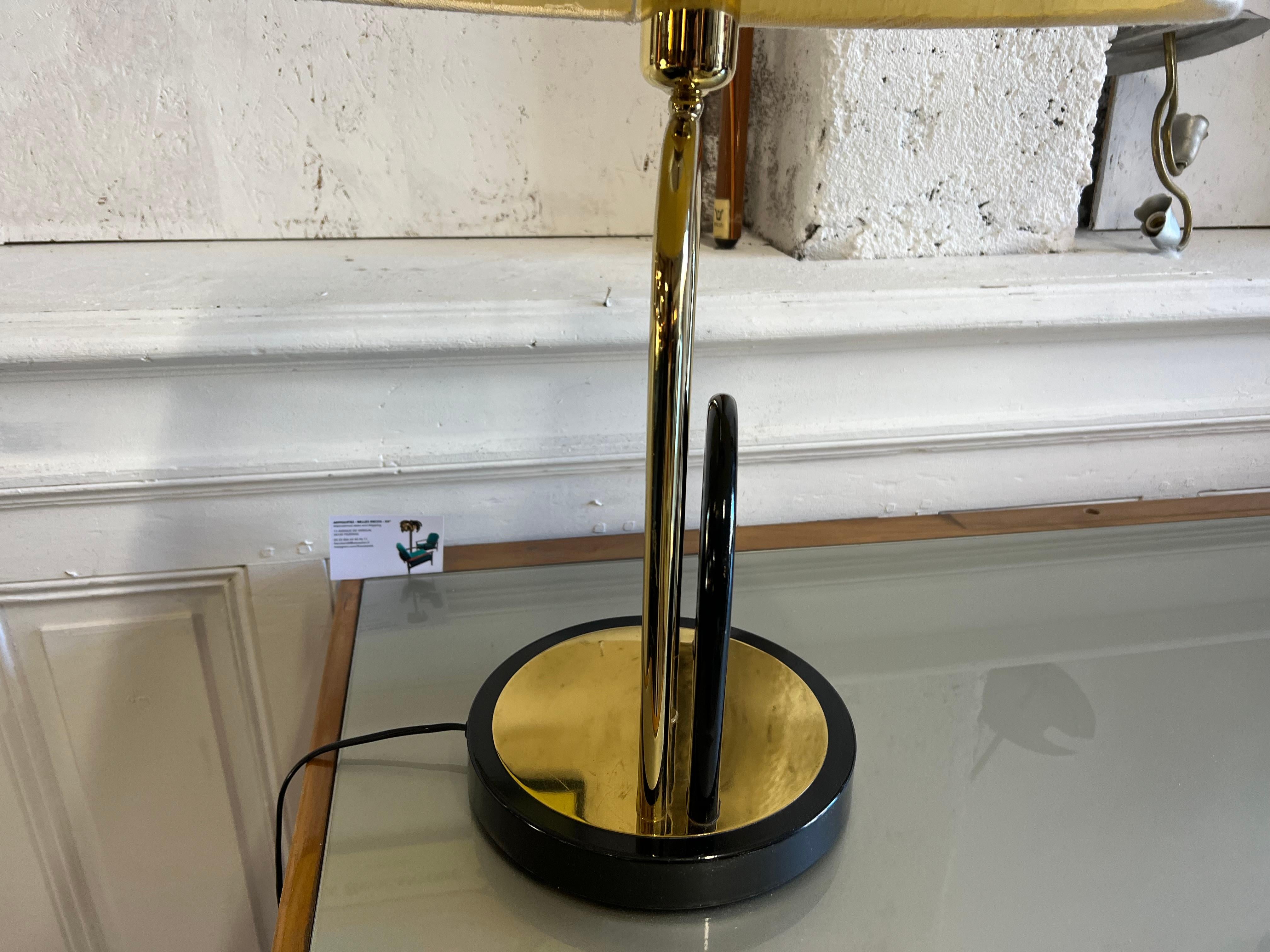 Brass and Black Lacquer Desk Lamp, 1980’s For Sale 2