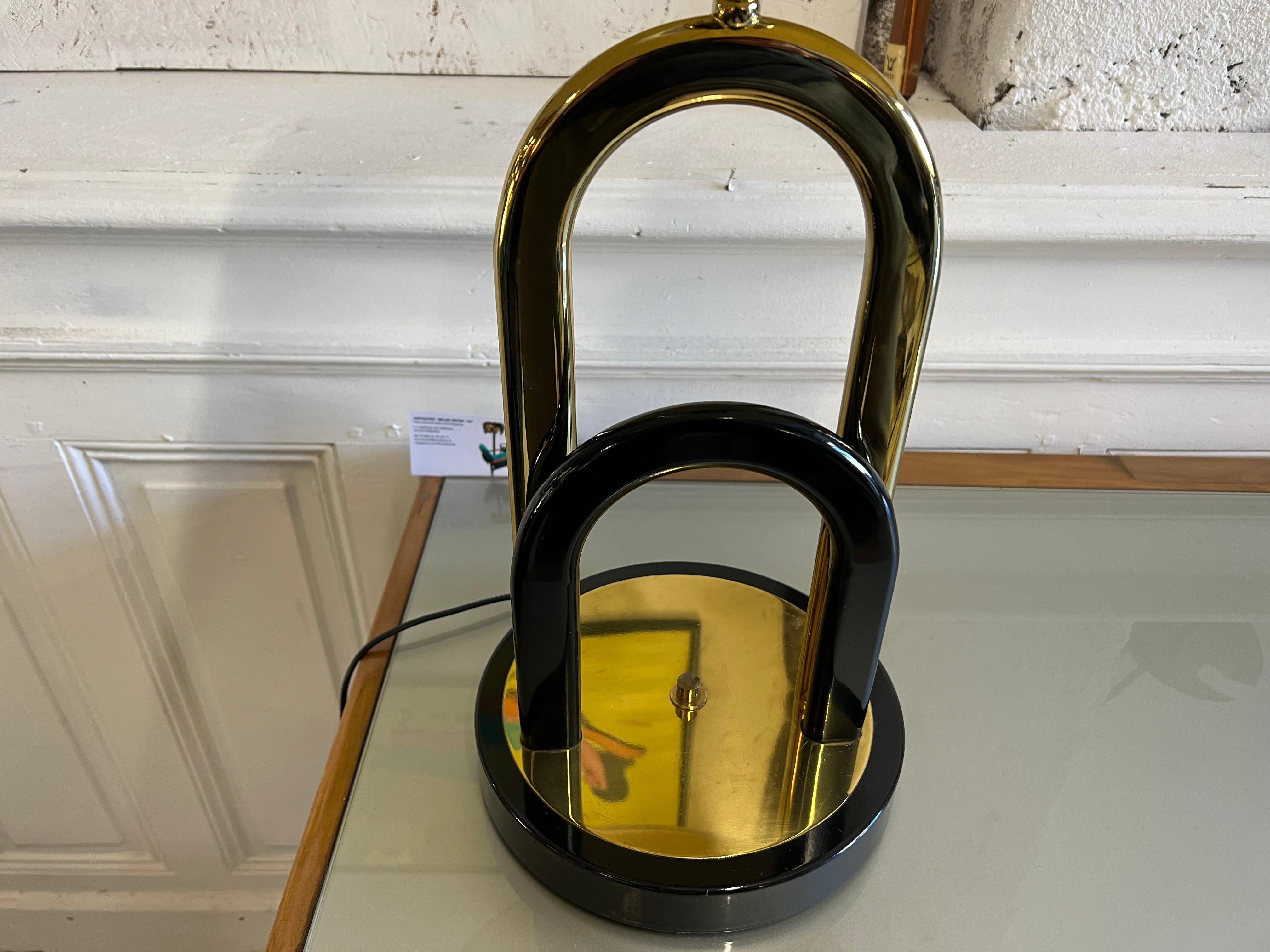 Brass and Black Lacquer Desk Lamp, 1980’s For Sale 3