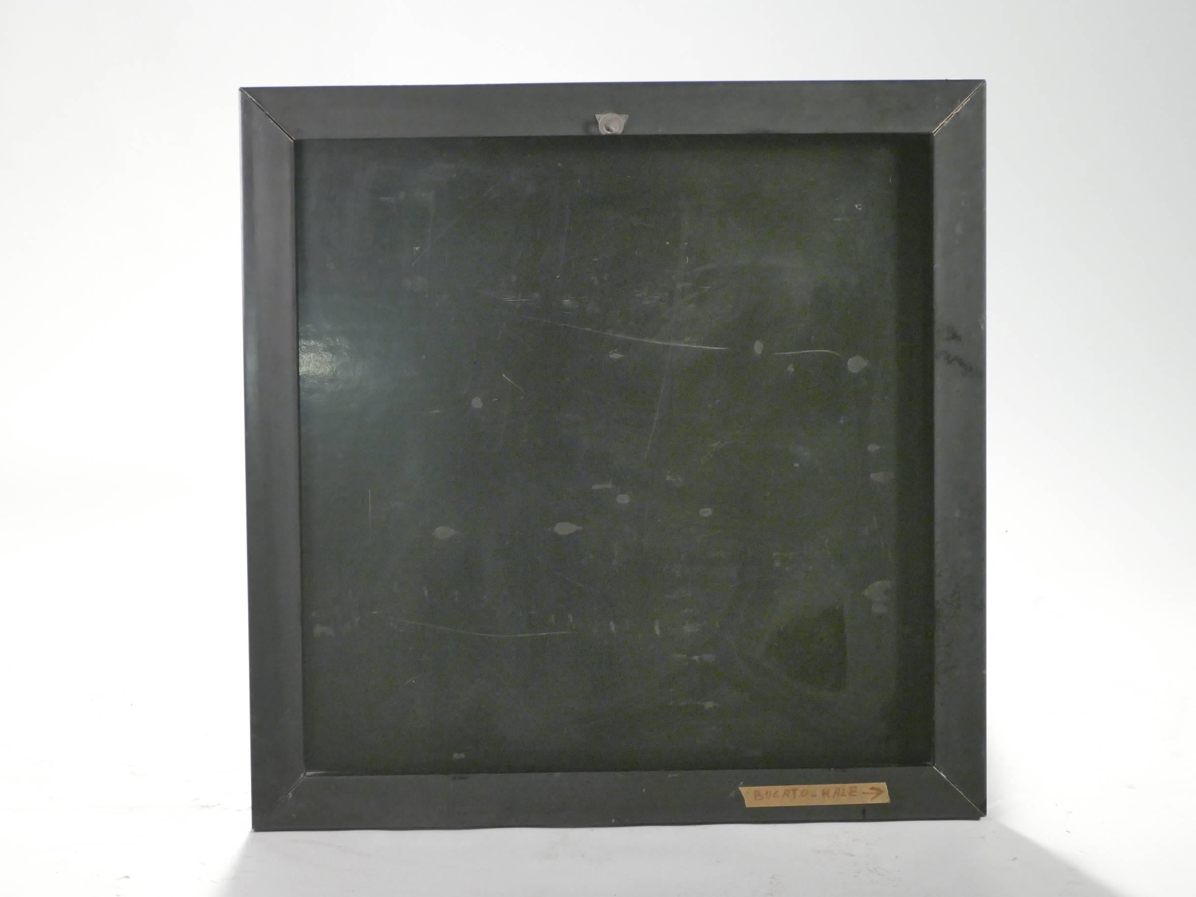 Mid-Century Modern Brass and Black Lacquer Mirror, 1970s
