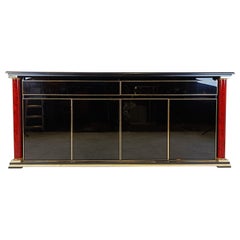 Brass and black lacquer sideboard, 1970s