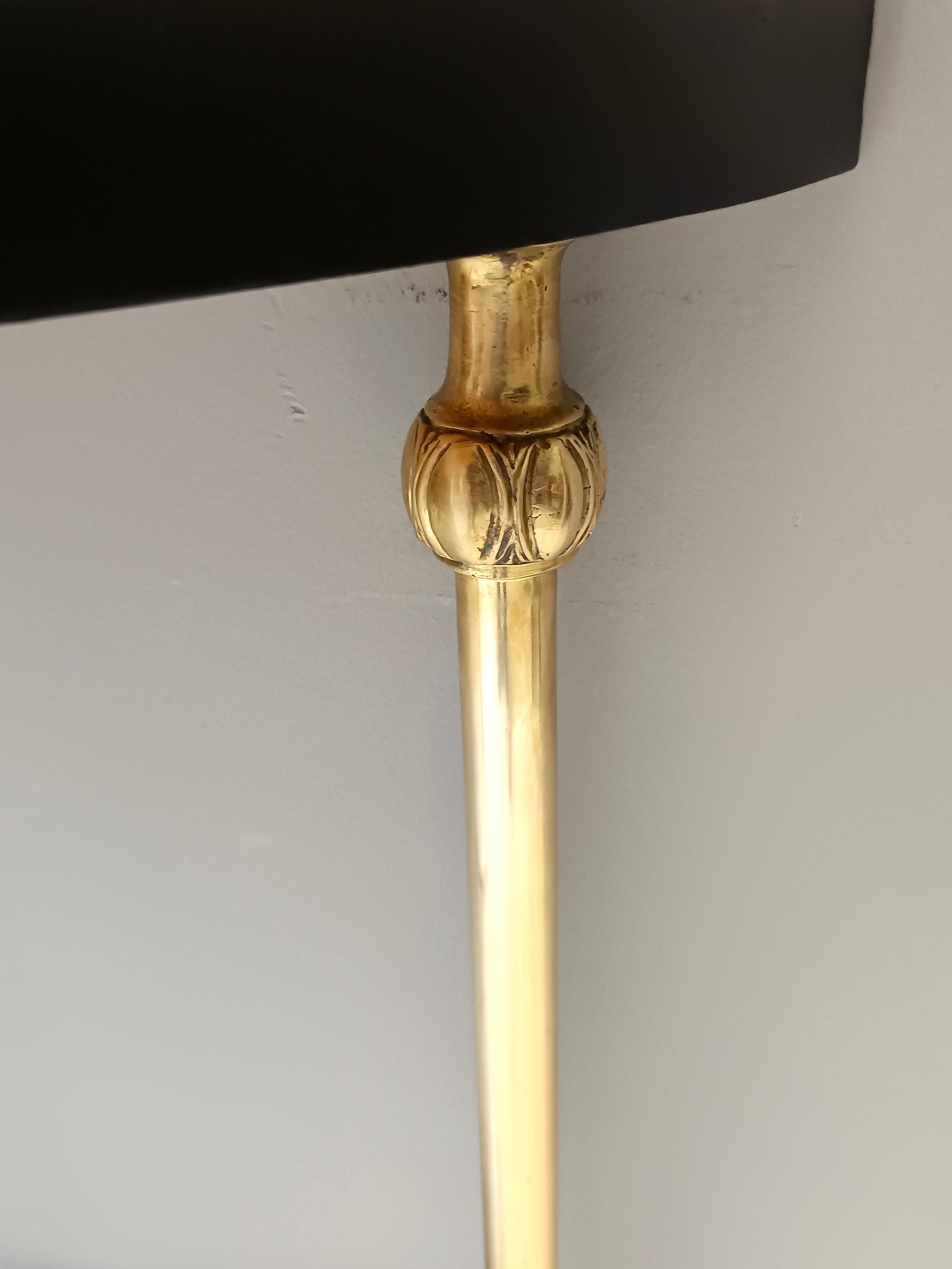 Mesa Consola de Haya Lacada en Latón y Negro con Tapa de Mármol Demilune, Italia en venta 3