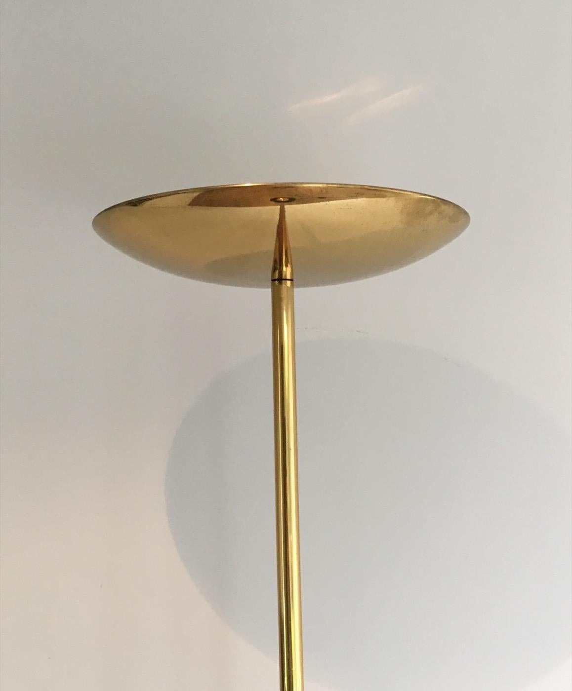 Brass and Black Lacquered Floor Lamp, circa 1970 In Good Condition In Marcq-en-Barœul, Hauts-de-France