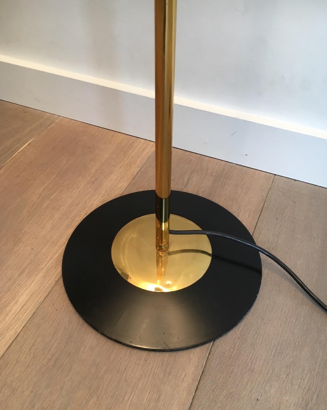 Late 20th Century Brass and Black Lacquered Floor Lamp, circa 1970