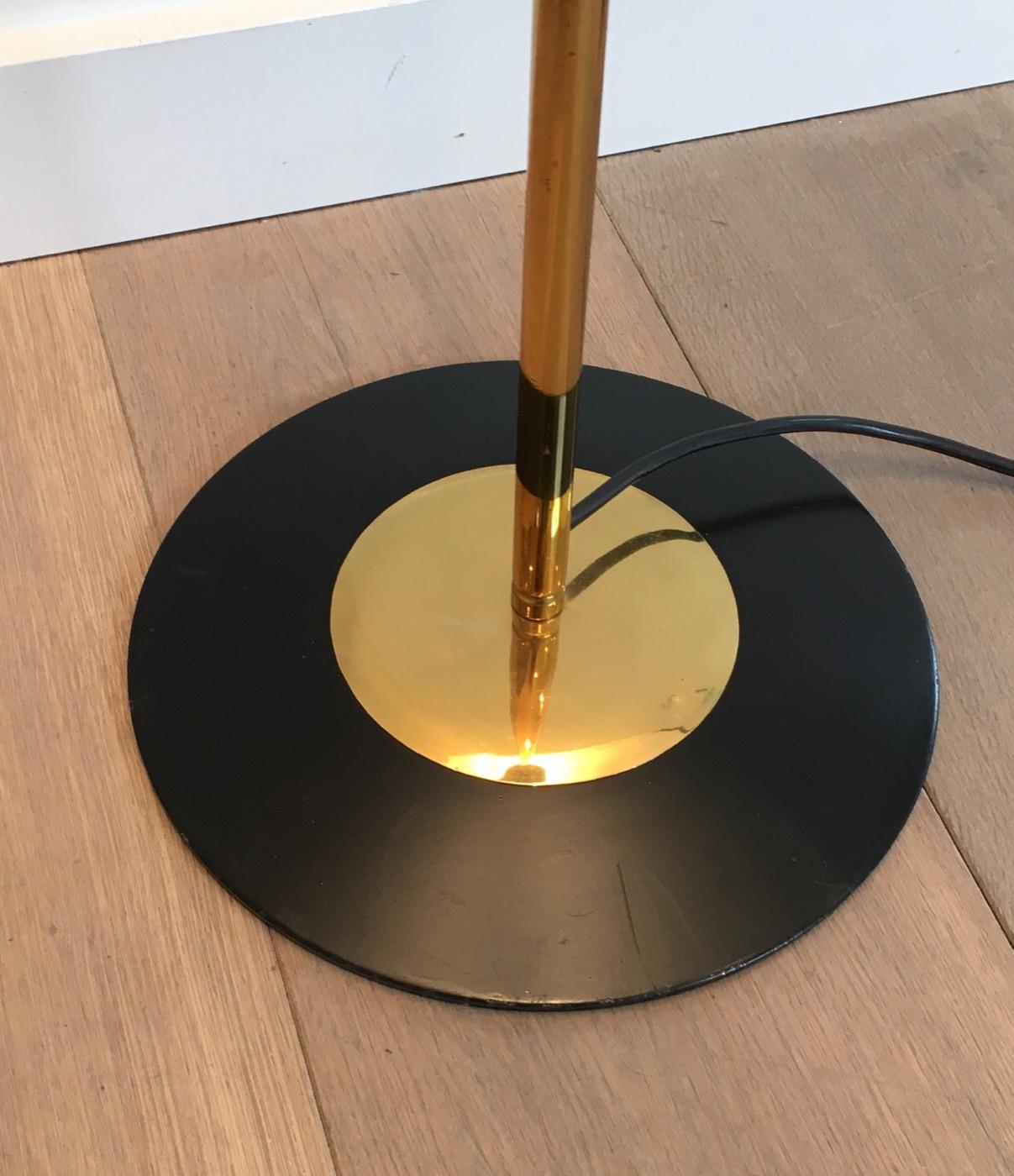 Brass and Black Lacquered Floor Lamp, circa 1970 1