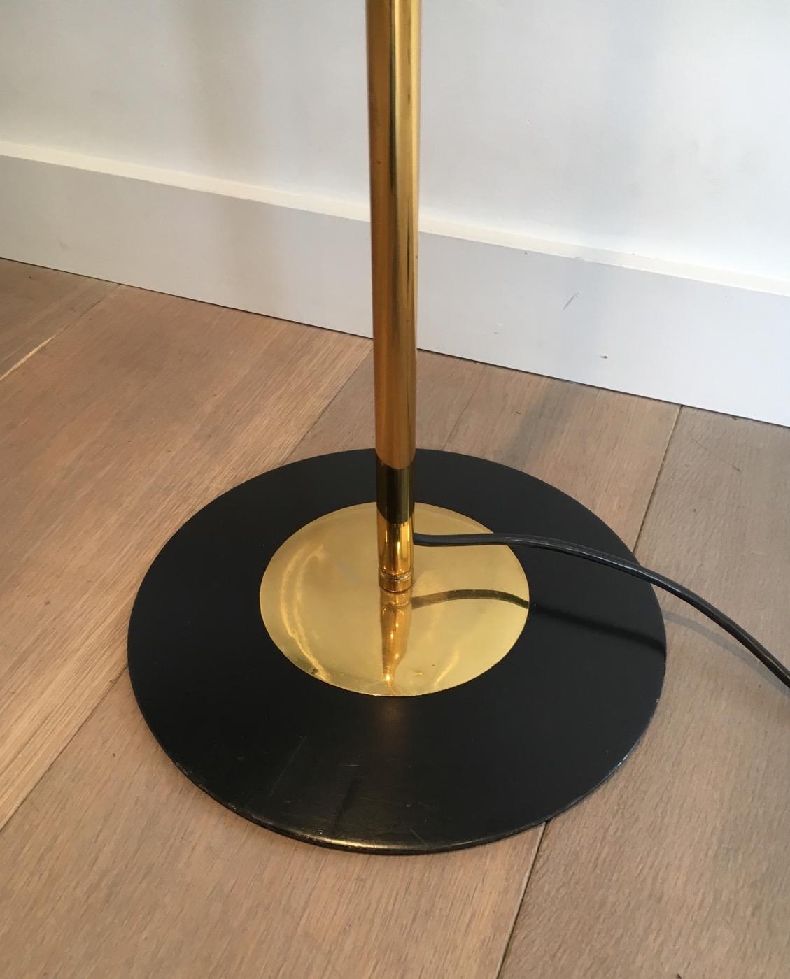 Brass and Black Lacquered Floor Lamp, circa 1970 2