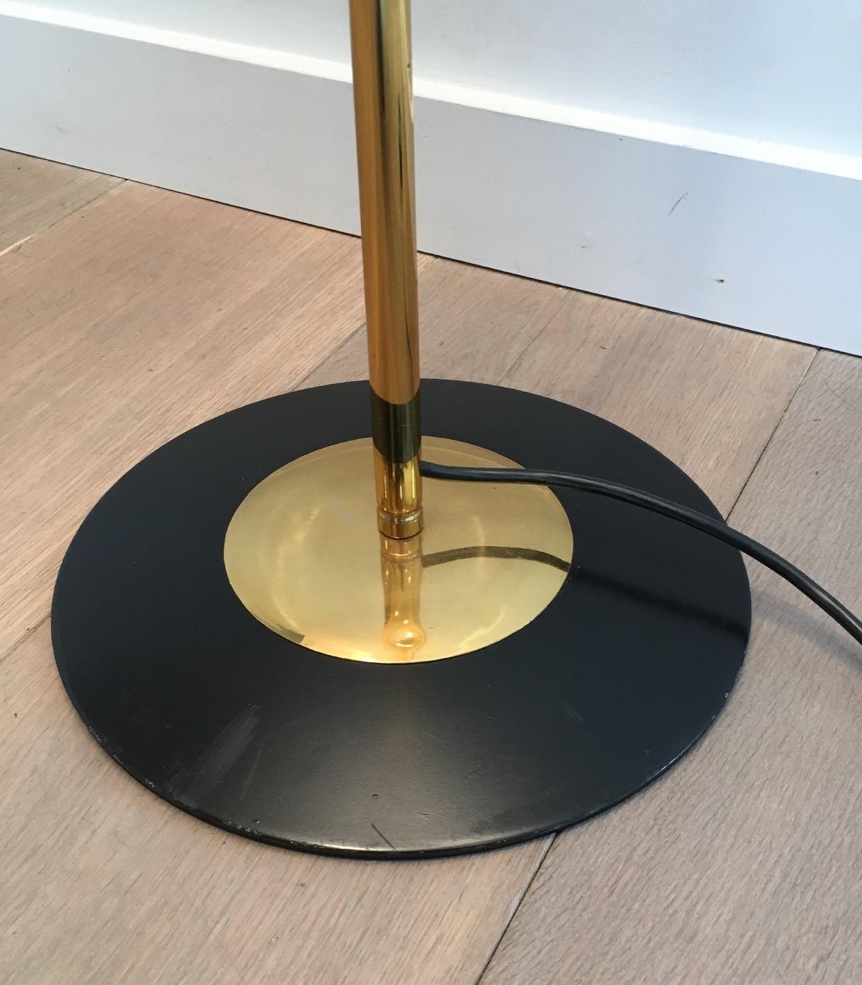 Brass and Black Lacquered Floor Lamp, circa 1970 3