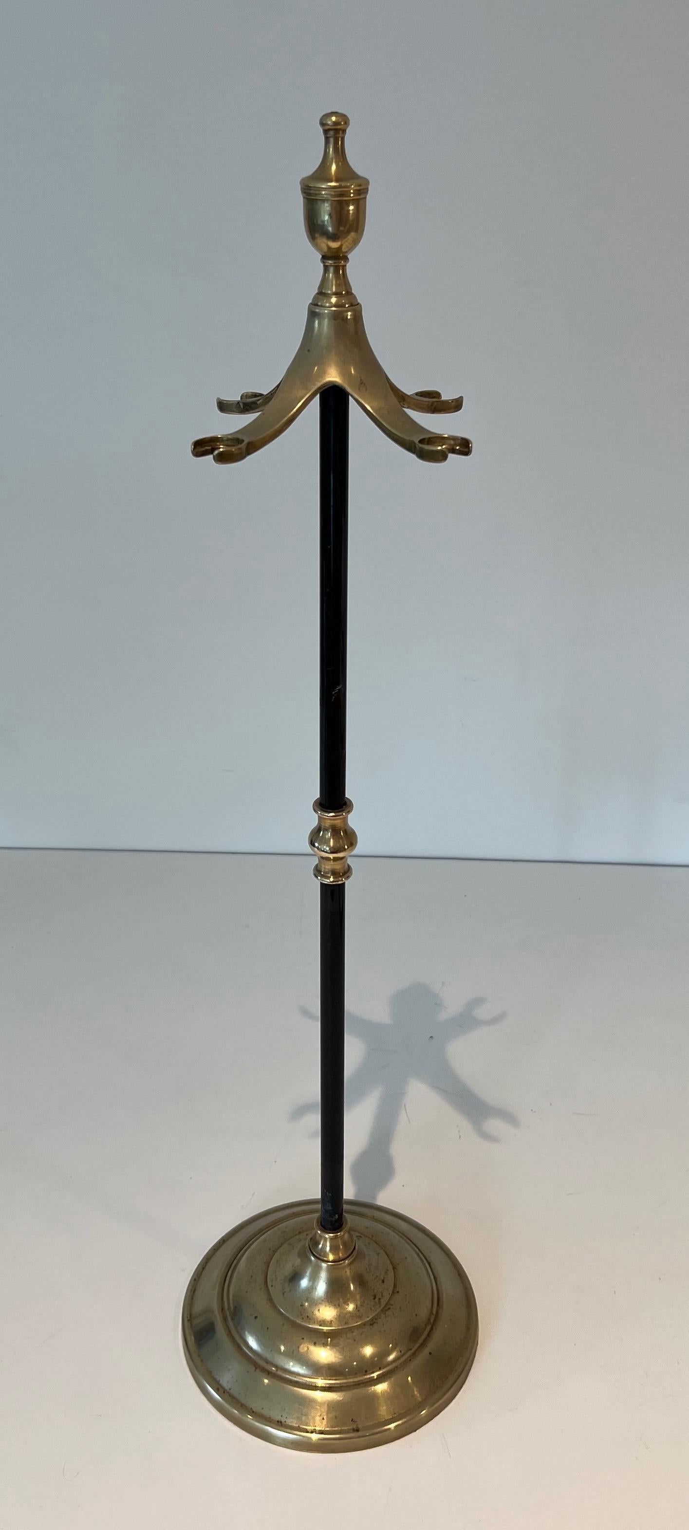 French Brass and Black Lacquered Metal Fireplace Tools. Circa 1940 For Sale