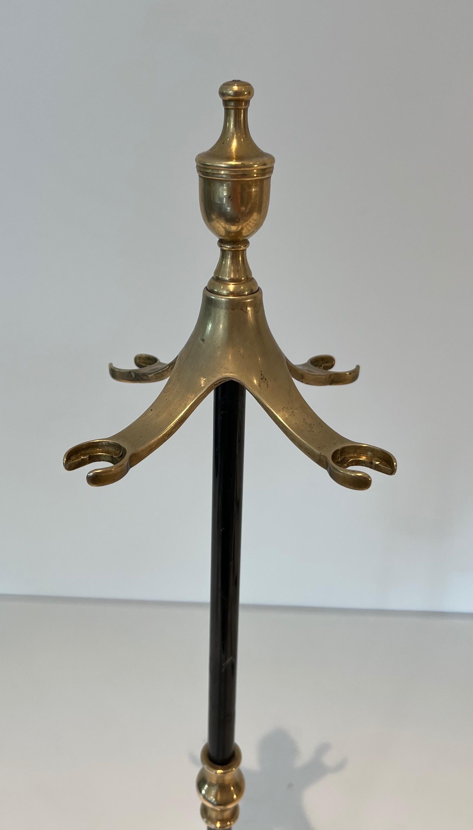 Brass and Black Lacquered Metal Fireplace Tools. Circa 1940 For Sale 1