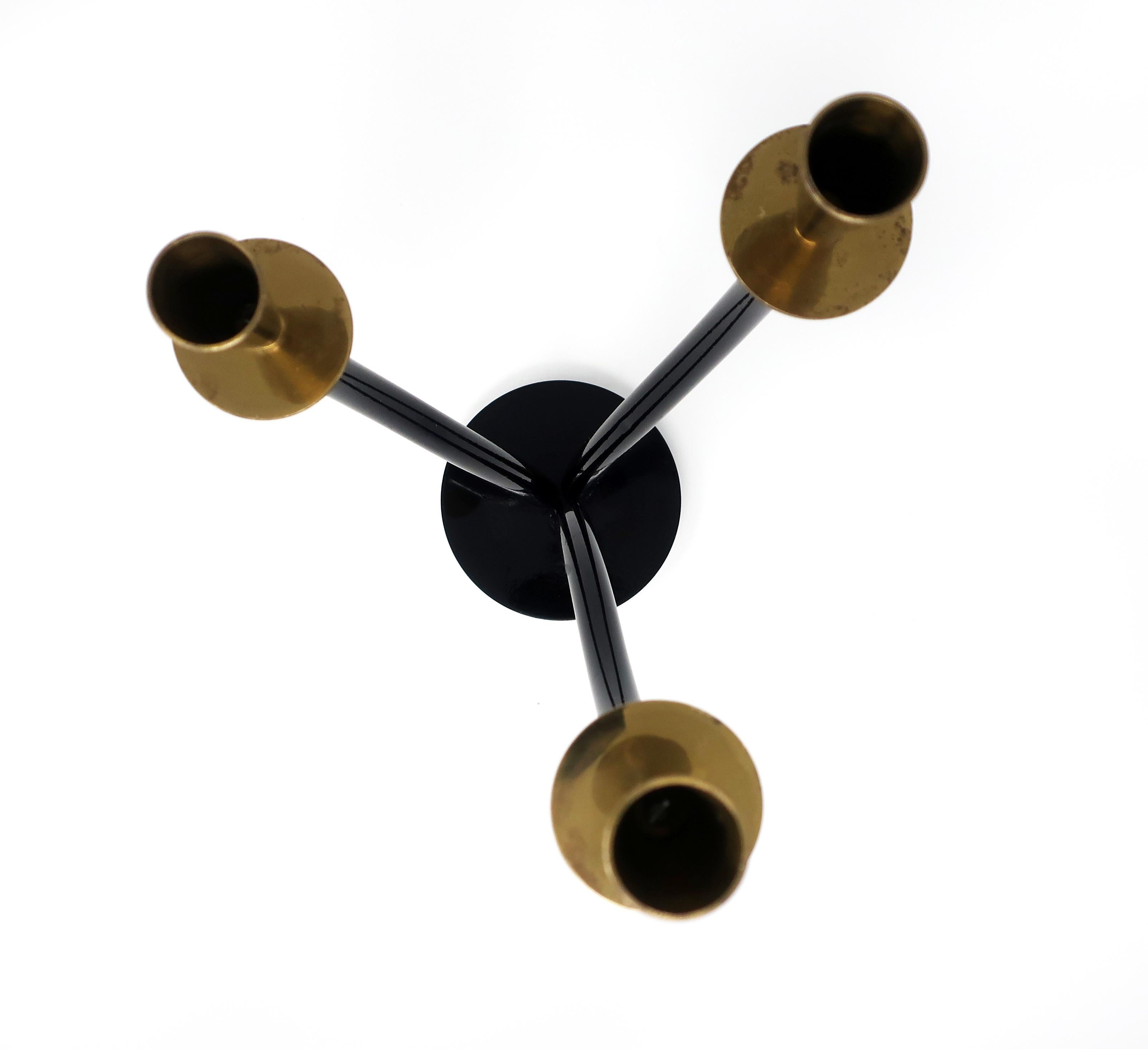 Brass and Black Lucite Candleholder For Sale 2