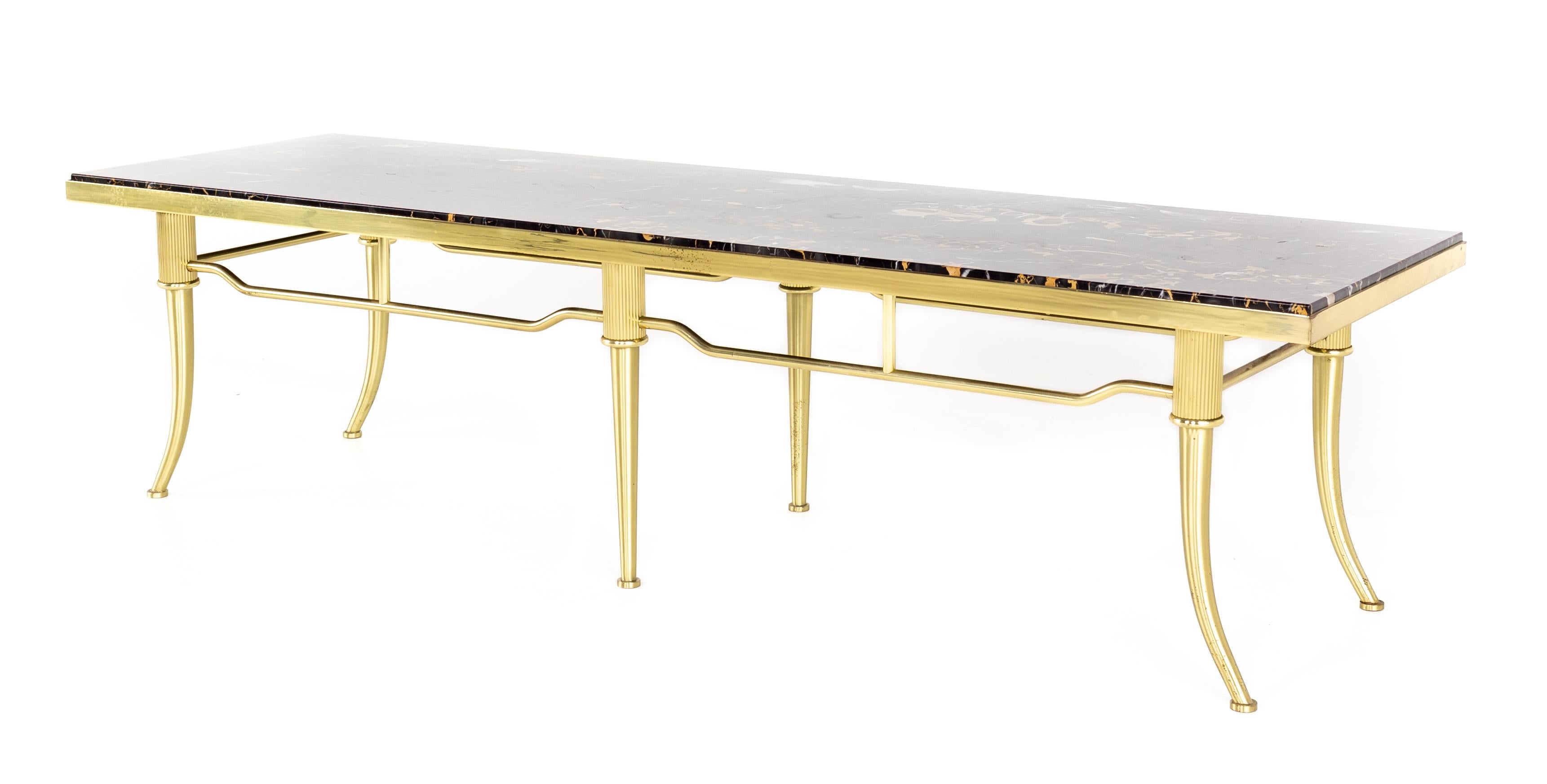 Modern Brass and Black Marble Coffee Table For Sale