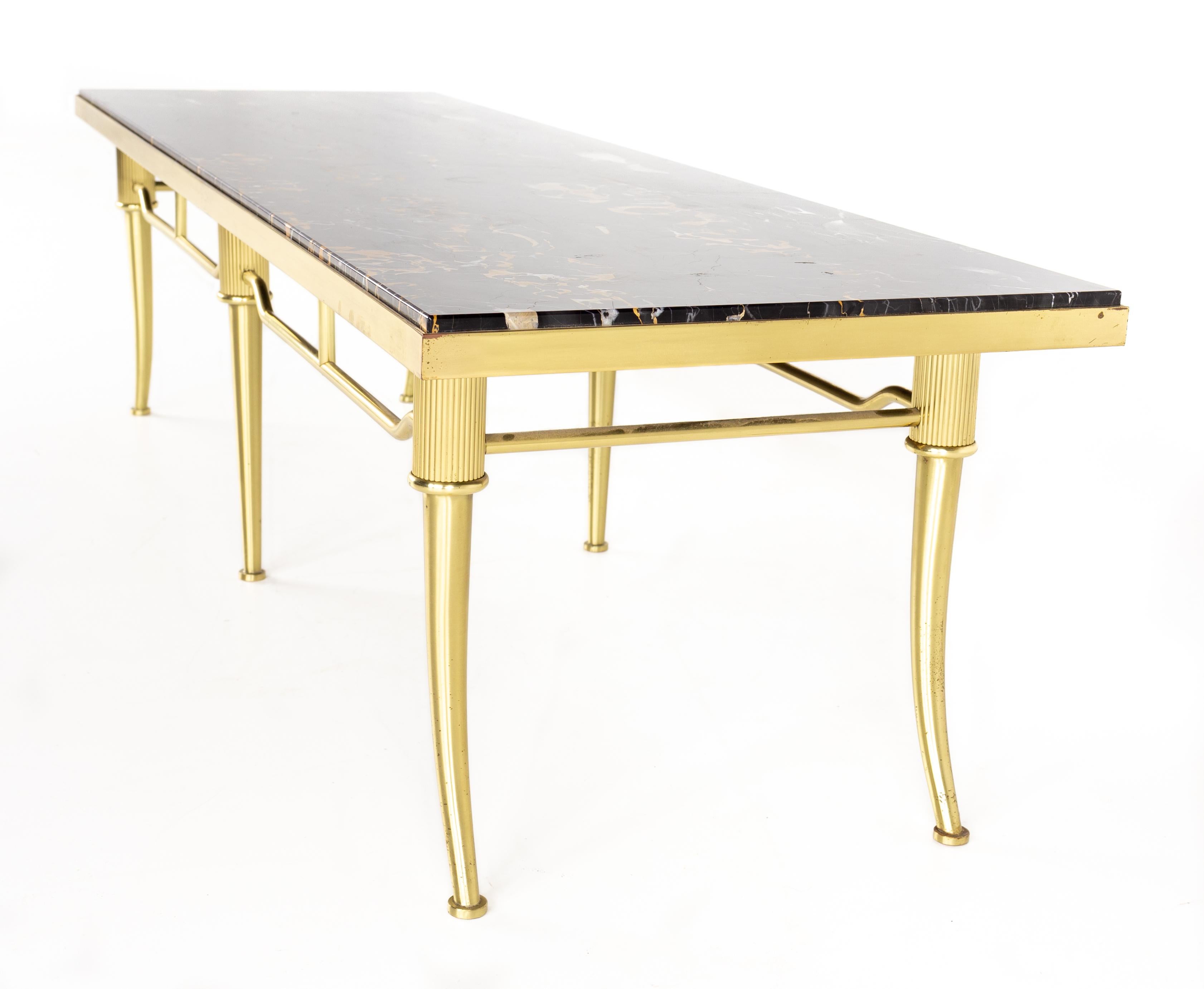 Contemporary Brass and Black Marble Coffee Table For Sale