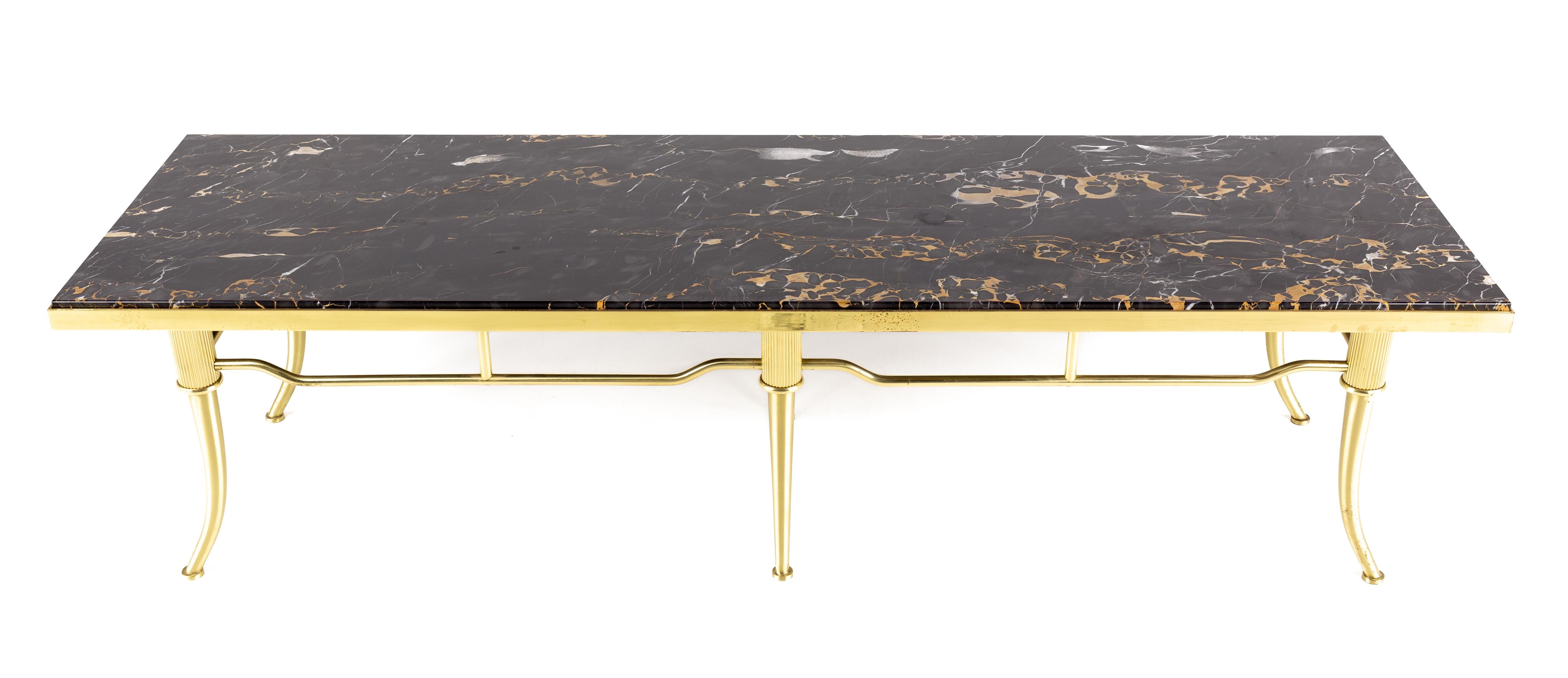 Brass and Black Marble Coffee Table For Sale 2
