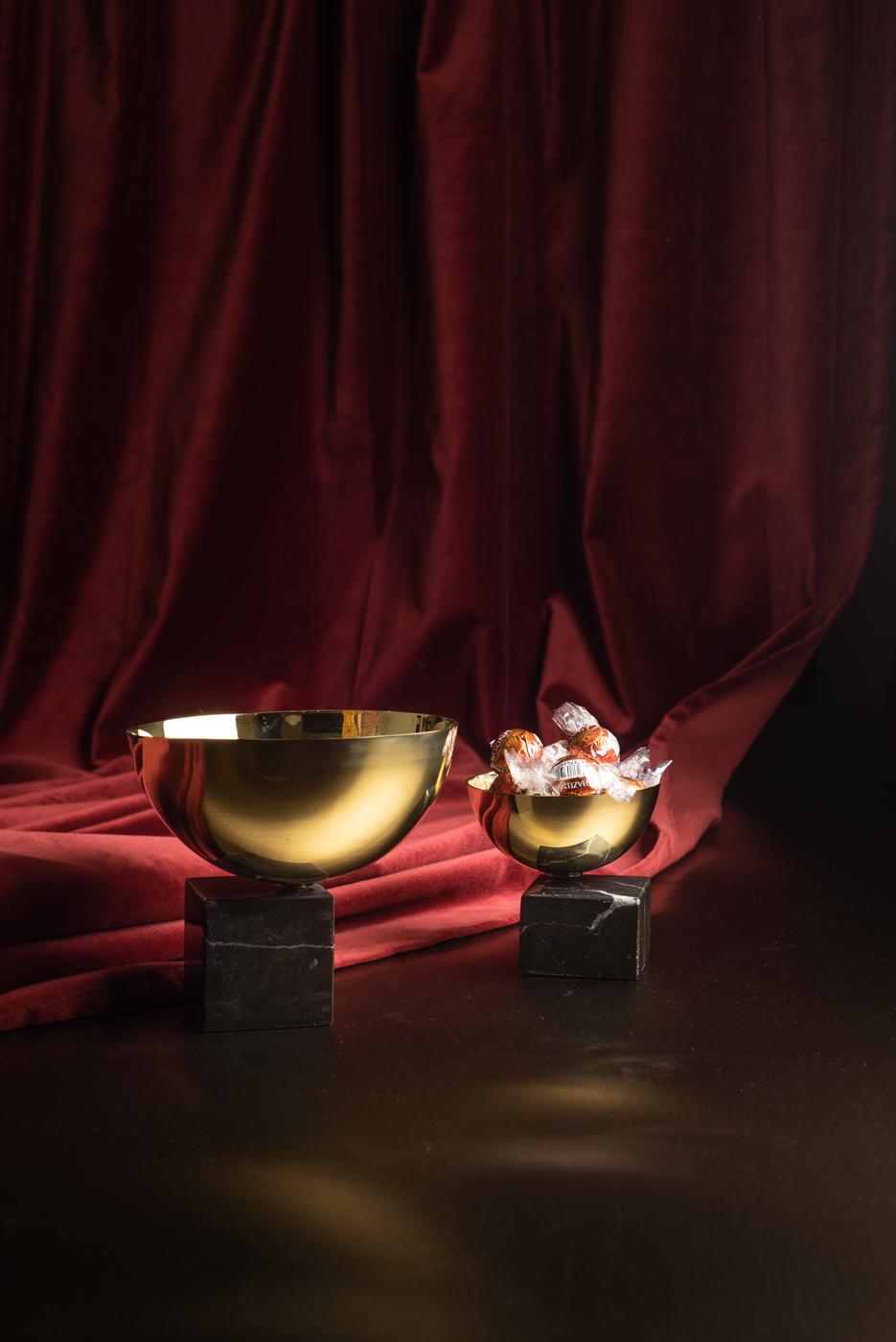 Nimbo Brass & Black Marble Mini Bowl In New Condition In Mexico City, MX