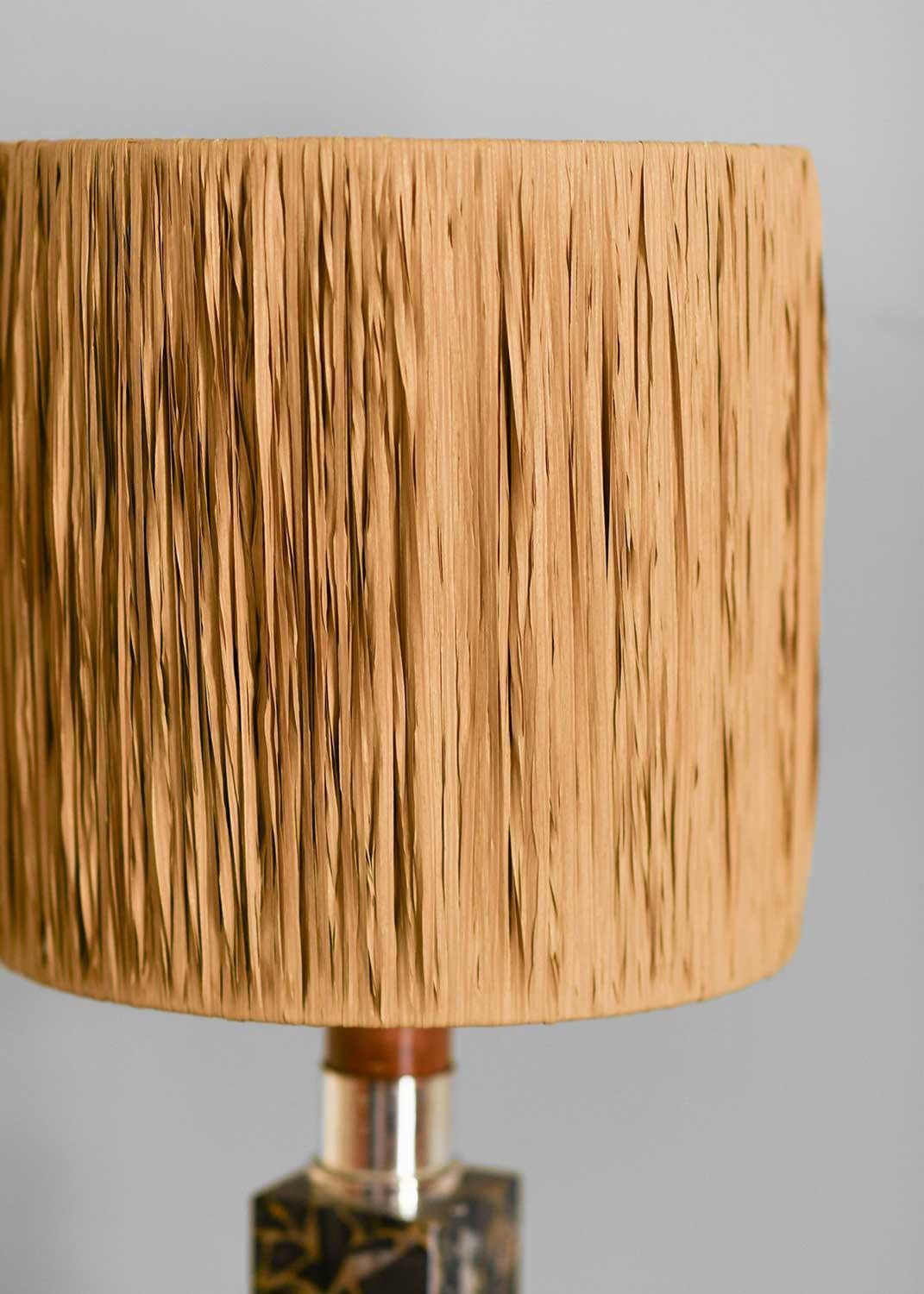 Brass and Black Marble Table Lamp with Wooden Detail, 1970s 4