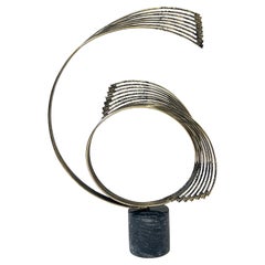 Brass and Black Marble "Windswept" Sculpture by Curtis Jere