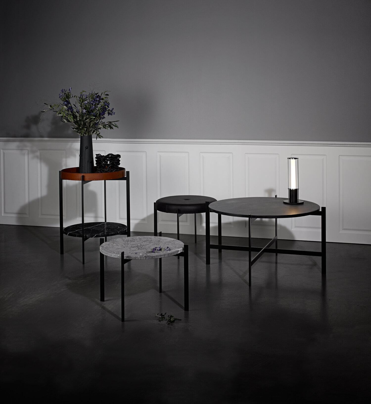 Danish Brass and Black Marquina Marble Deck Table by OxDenmarq