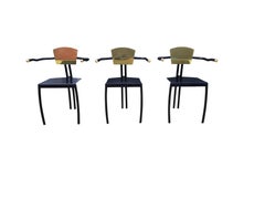 Brass and Black Memphis Chairs Set of Six