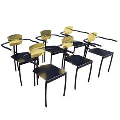 Brass and Black Memphis Chairs Set of Six