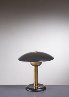 Brass and Black Metal Table Lamp