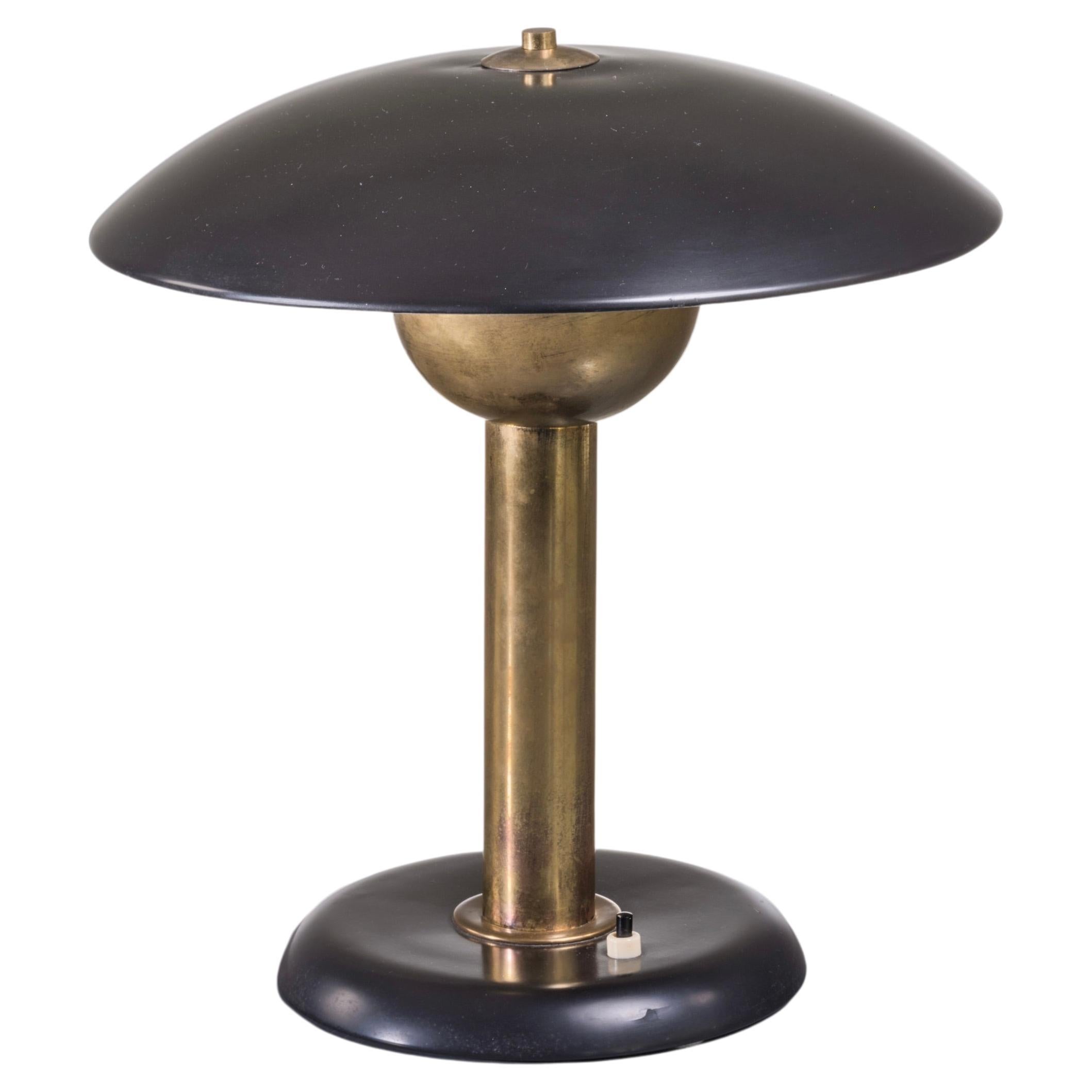 Brass and Black Metal Table Lamp For Sale