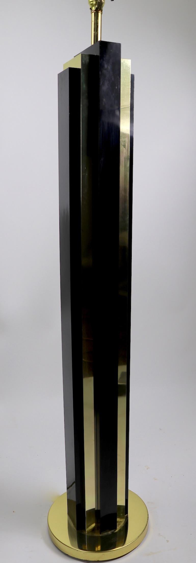Brass and Black Skyscraper Floor Lamp after Springer For Sale 7