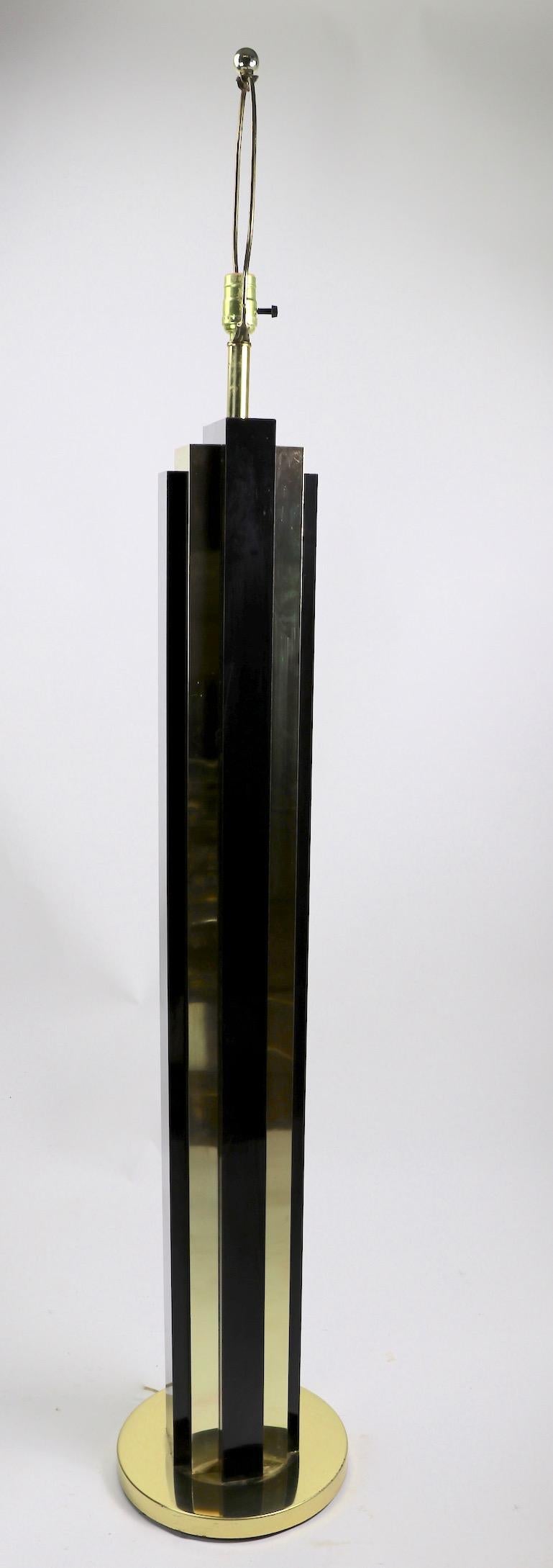 Brass and Black Skyscraper Floor Lamp after Springer For Sale 9