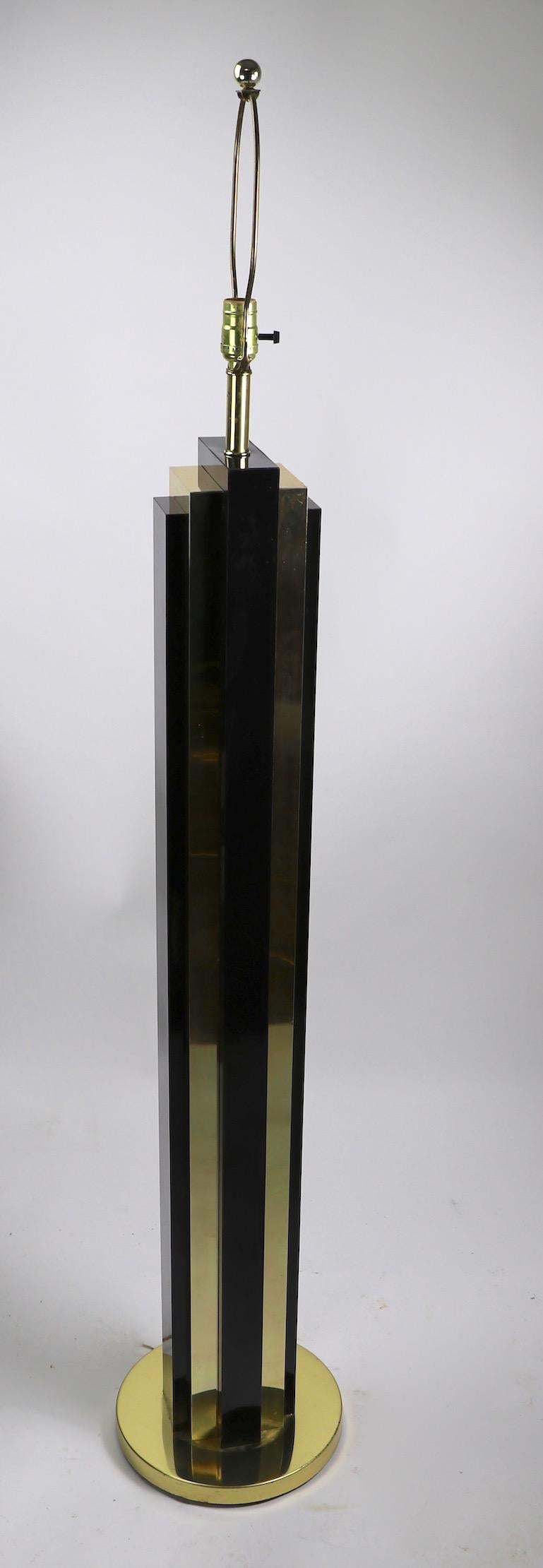 Brass and Black Skyscraper Floor Lamp after Springer For Sale 10