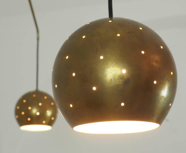 Brass and Black Spheres Large Chandelier Mobile "Magico E Meditativo