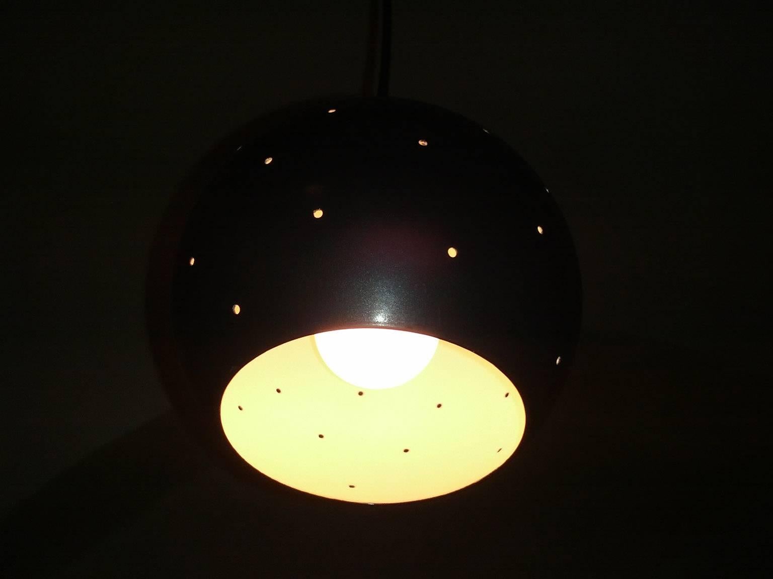 20th Century Brass and Black Spheres Large Chandelier Mobile 