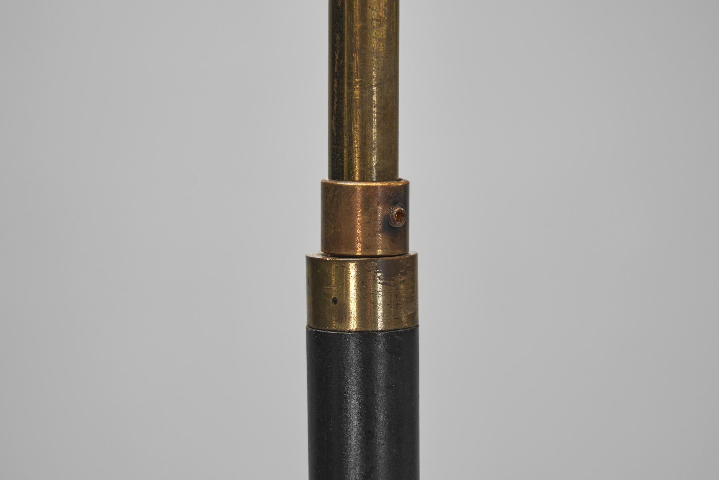 Brass and Black Steel Floor Lamp with Tripod Base, France 1950s For Sale 7