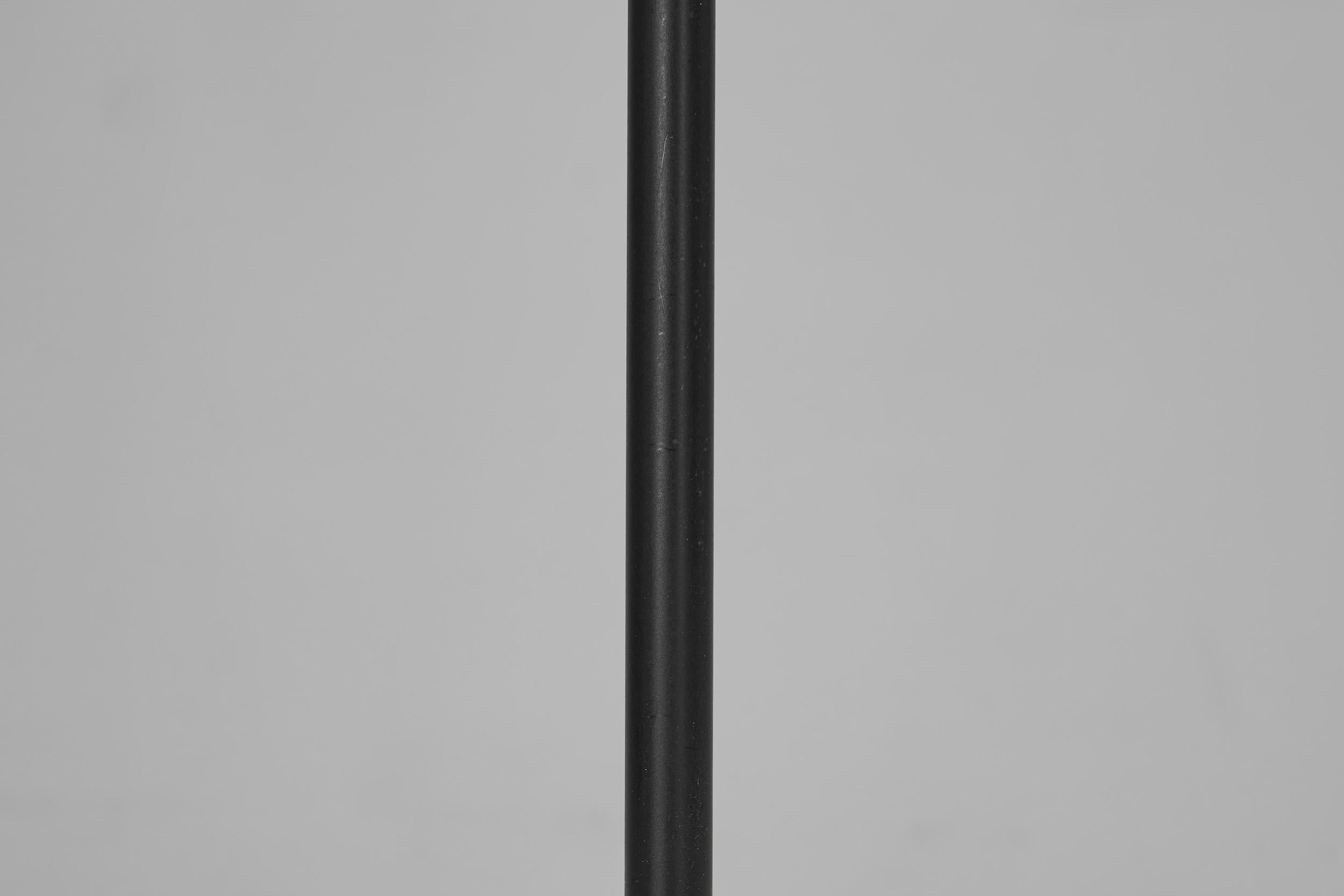 Brass and Black Steel Floor Lamp with Tripod Base, France 1950s For Sale 8
