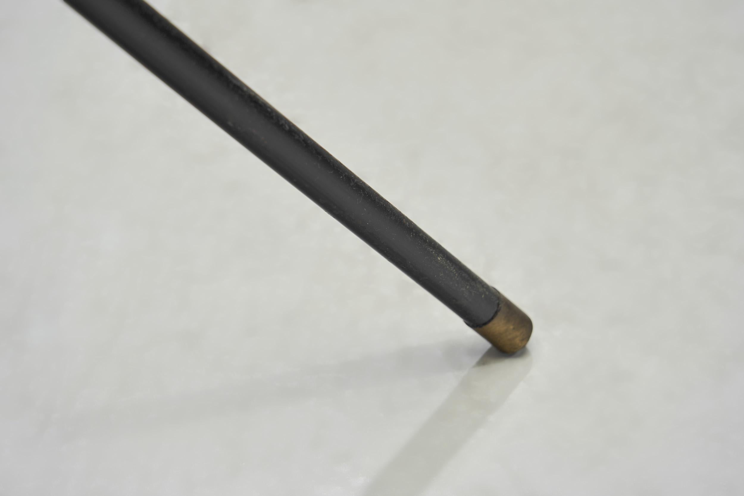 Brass and Black Steel Floor Lamp with Tripod Base, France 1950s For Sale 11